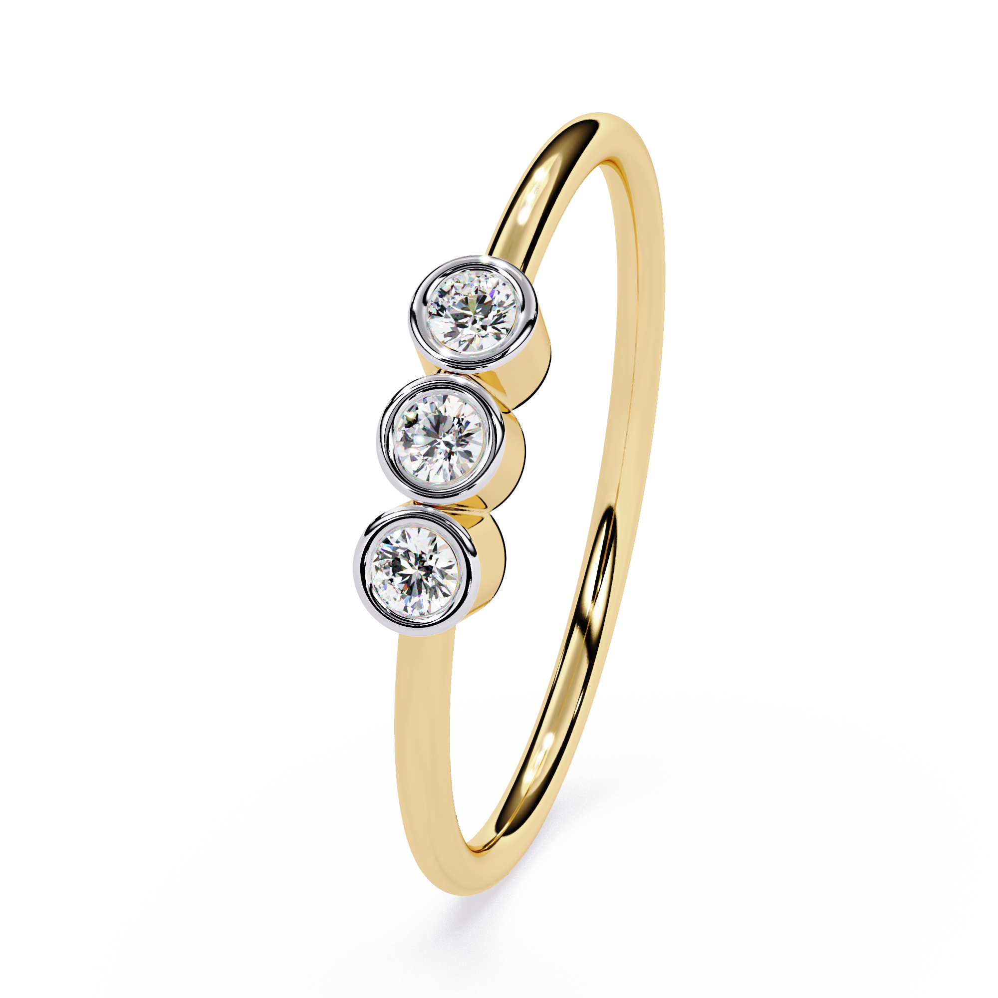 Three Stone Diamond Ring – Lab Grown Bezel Set Minimalist Stackable Promise Band -Lustraa’s Stackable Ring