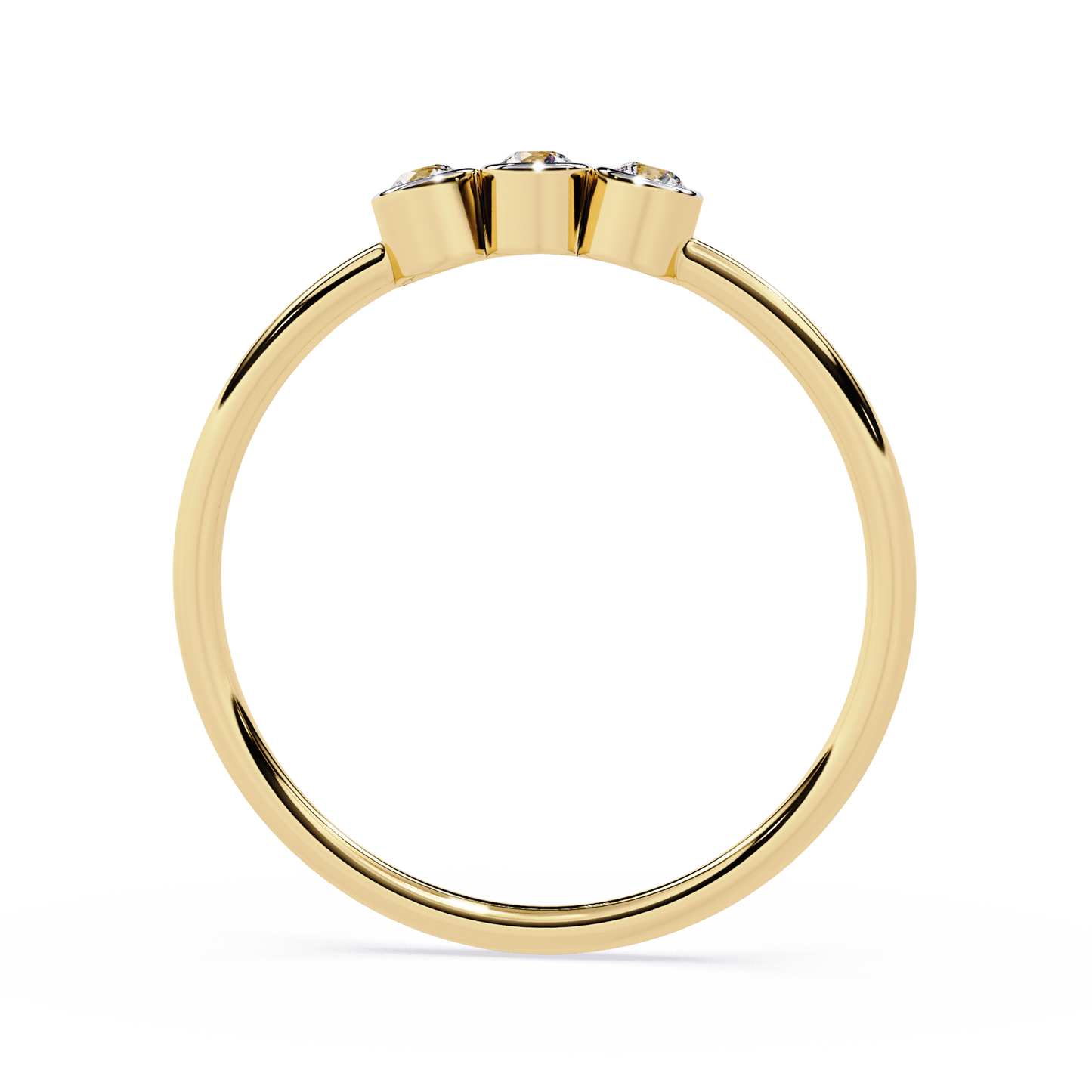 Three Stone Lab Grown Diamond Ring | Minimalist Bezel Set Diamond Band | Dainty Stackable Ring | Ethical Promise Ring -Lustraa’s Stackable Ring