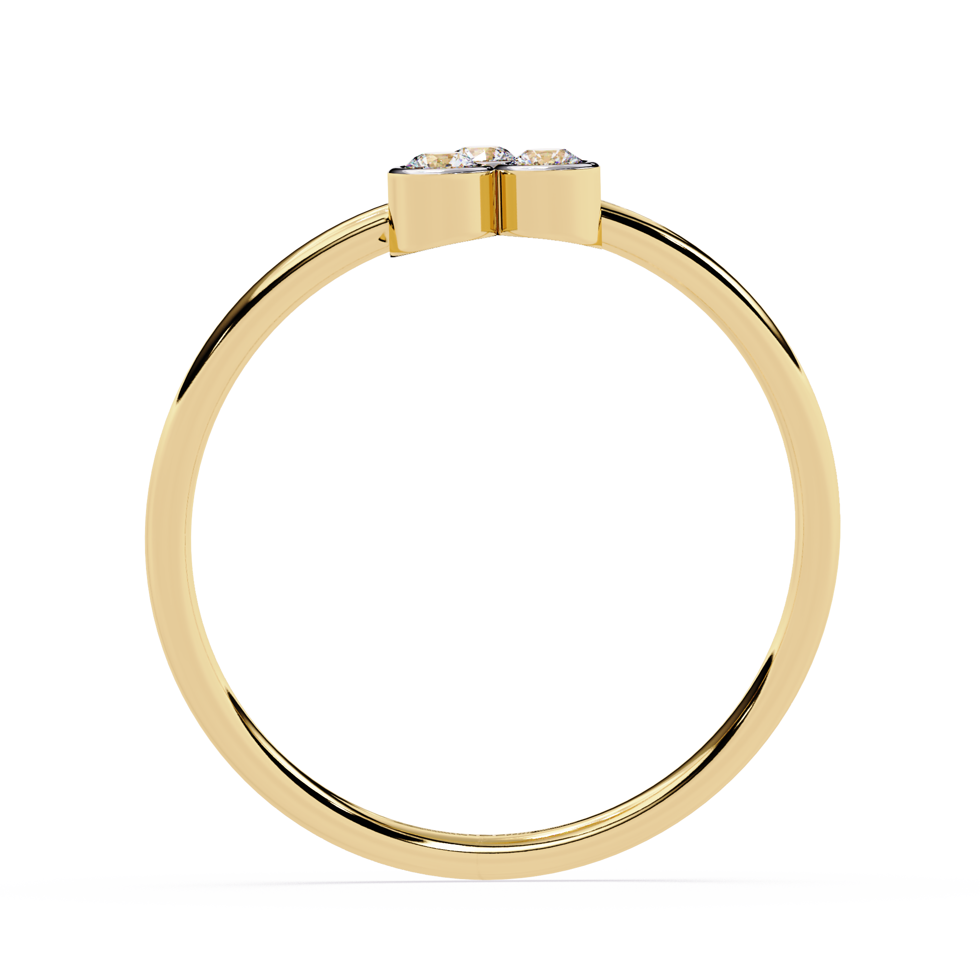 Three Stone Diamond Ring – Bezel Set Round Brilliant Cut Minimalist Gold Ring -Lustraa’s Stackable Ring