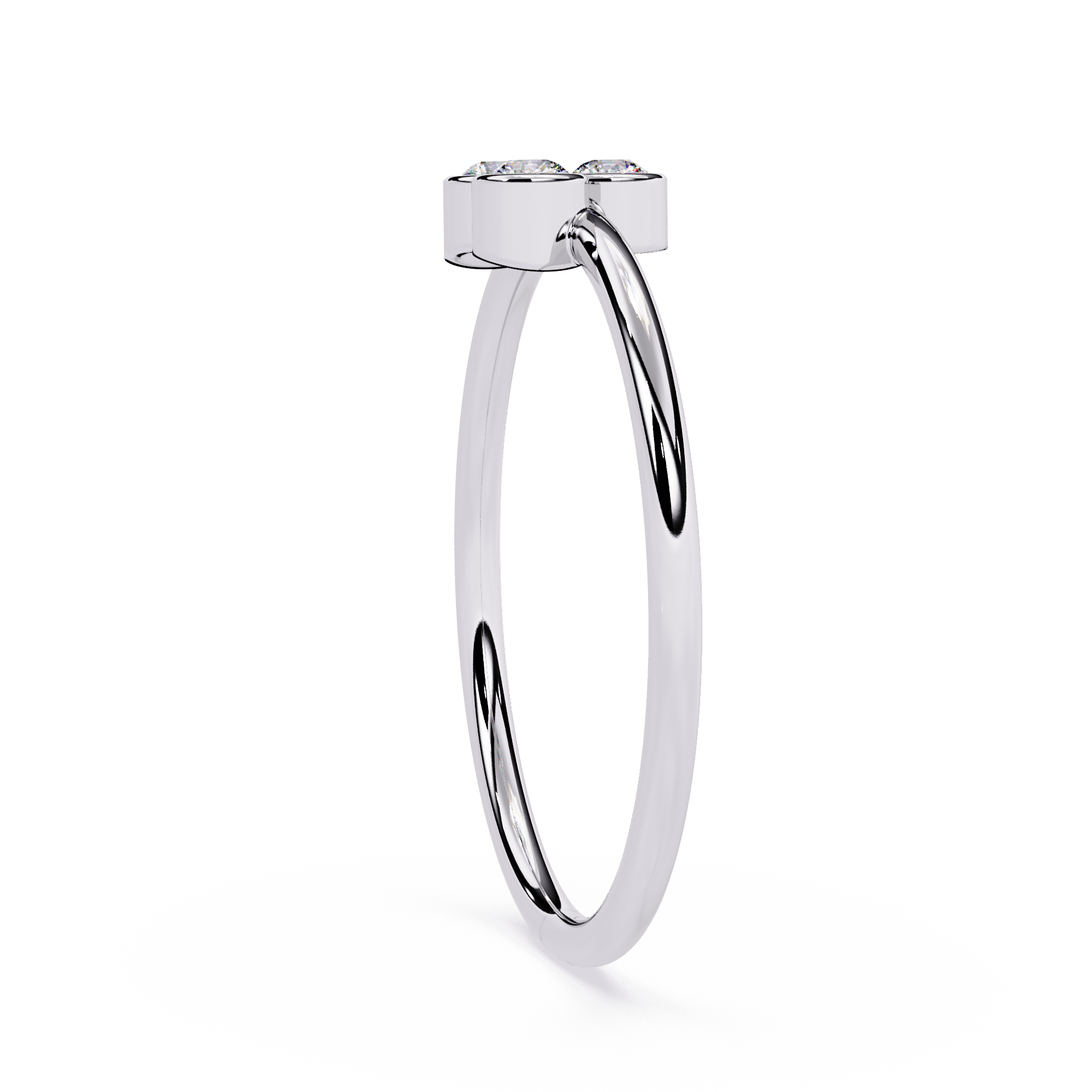 Three Stone Diamond Ring – Bezel Set Round Brilliant Cut Minimalist Gold Ring -Lustraa’s Stackable Ring