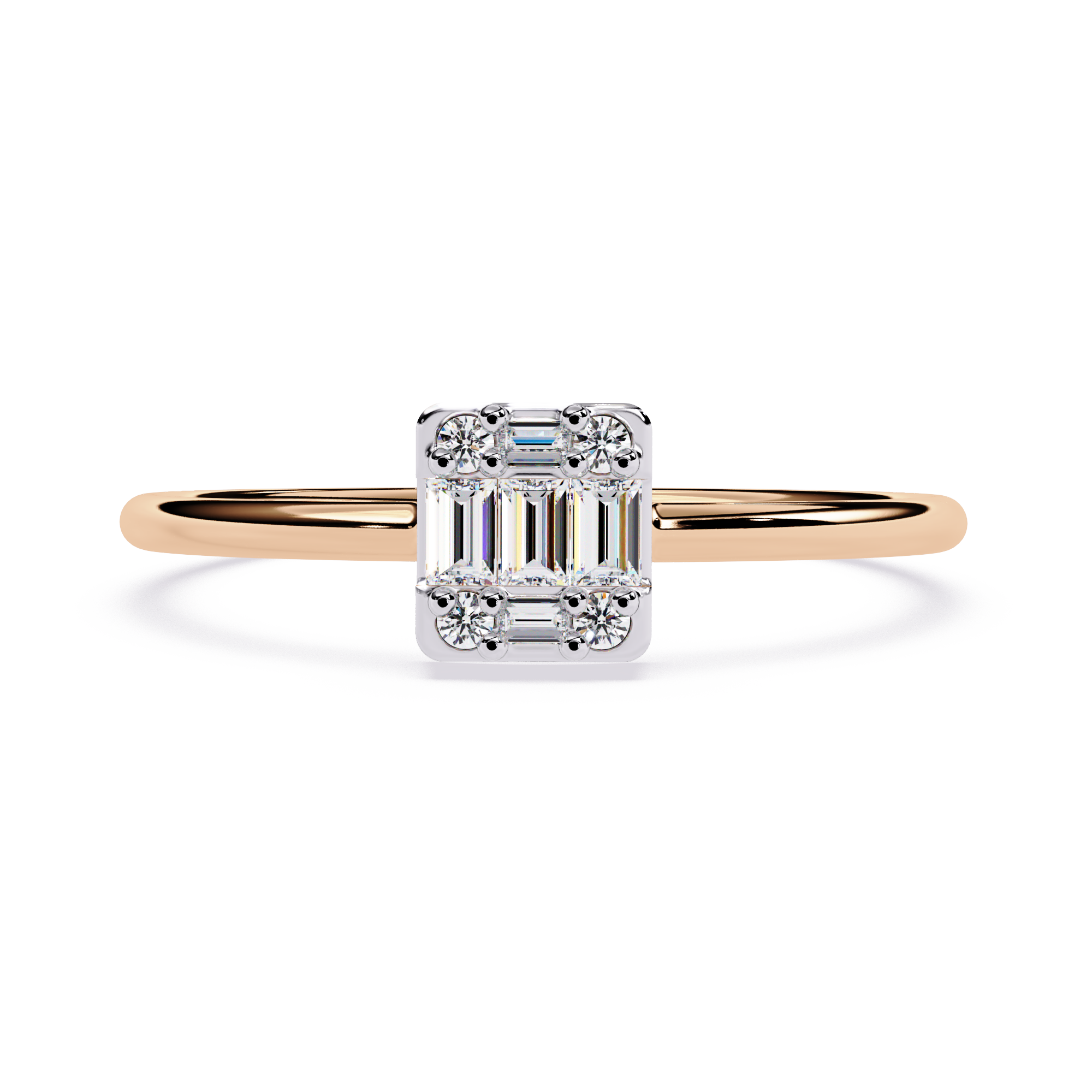 Round and Baguette Diamond Solitaire Ring – Minimalist Lab Grown Diamond Ring- Lustraa's Solitaire Ring