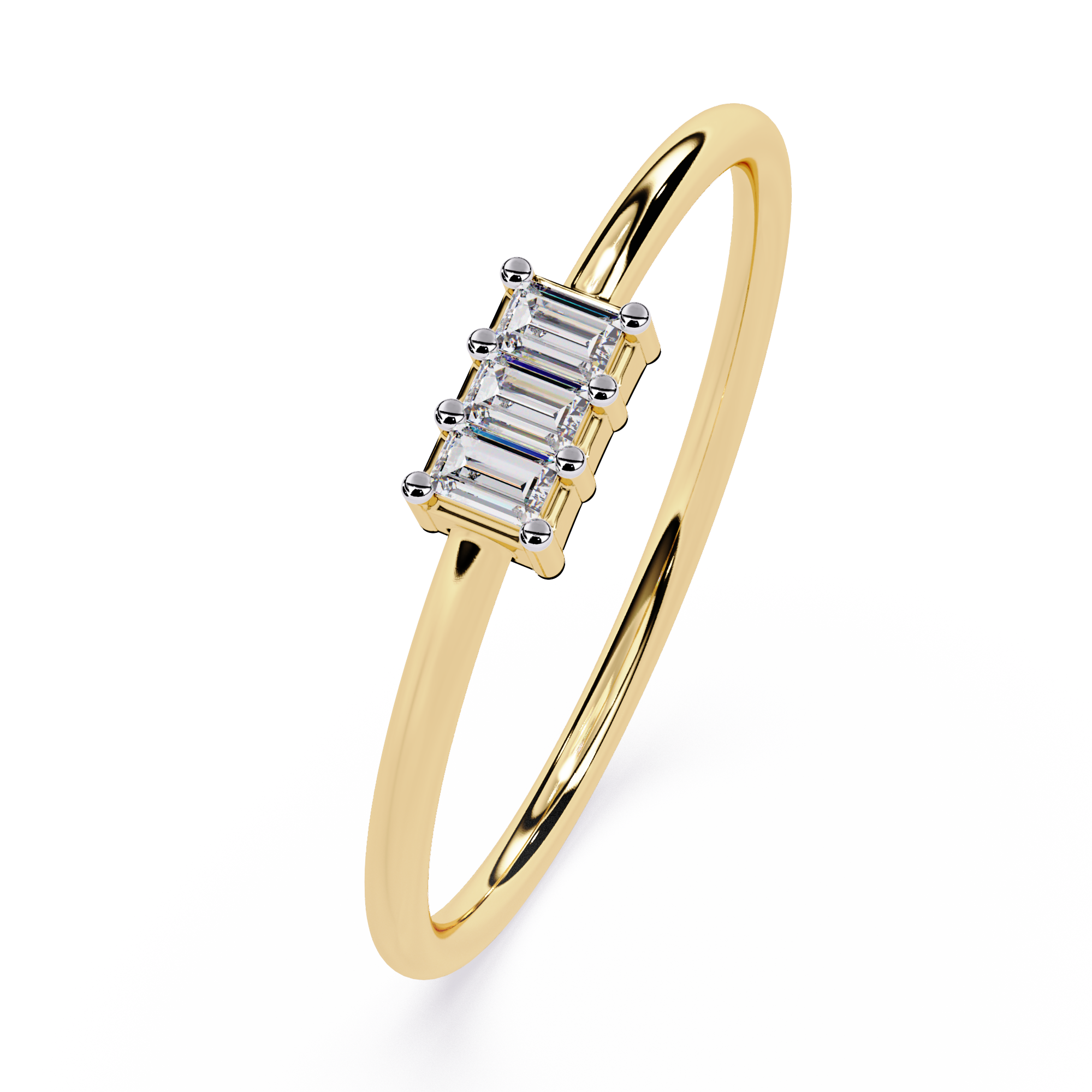 Three Baguette Diamond Minimalist Ring – Elegant Stackable Band -Lustraa’s Stackable Ring