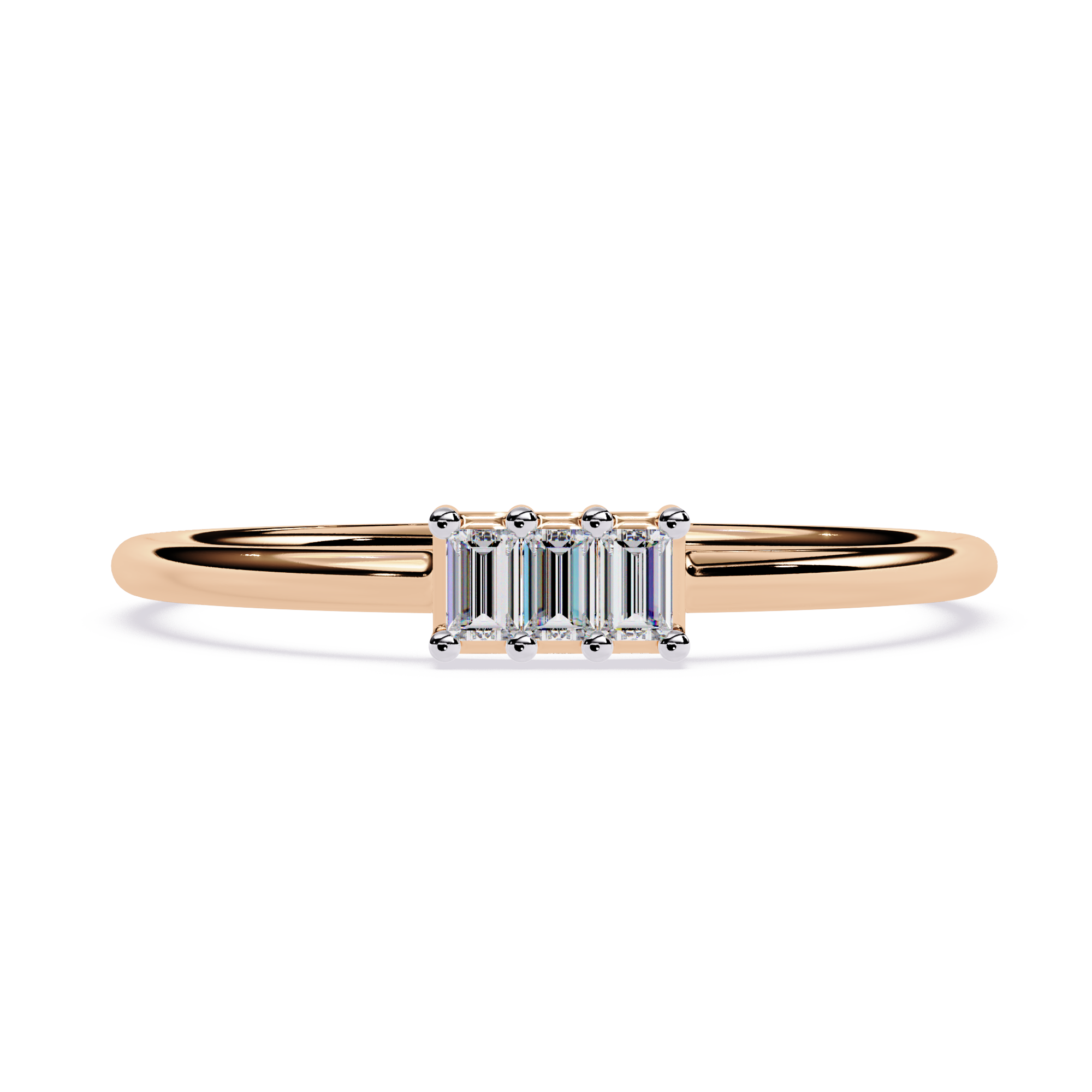 Three Baguette Diamond Minimalist Ring – Elegant Stackable Band -Lustraa’s Stackable Ring