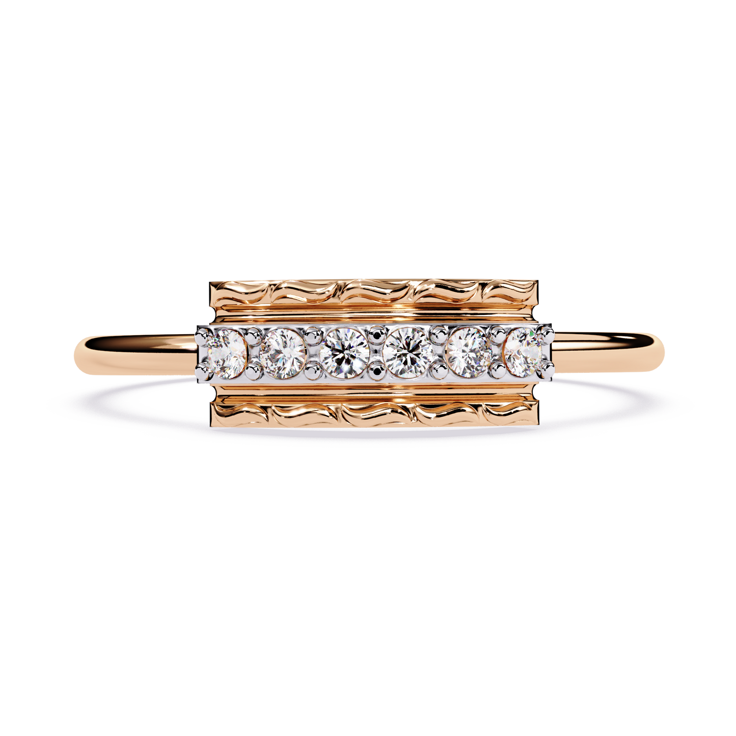 Vintage Textured Diamond Ring – Round Brilliant Cut Lab Grown Diamond Band – Lustraa’s Minimalist Ring