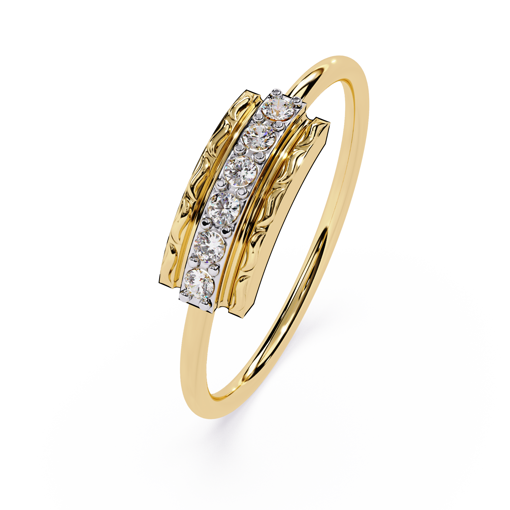 Vintage Textured Diamond Ring – Round Brilliant Cut Lab Grown Diamond Band – Lustraa’s Minimalist Ring