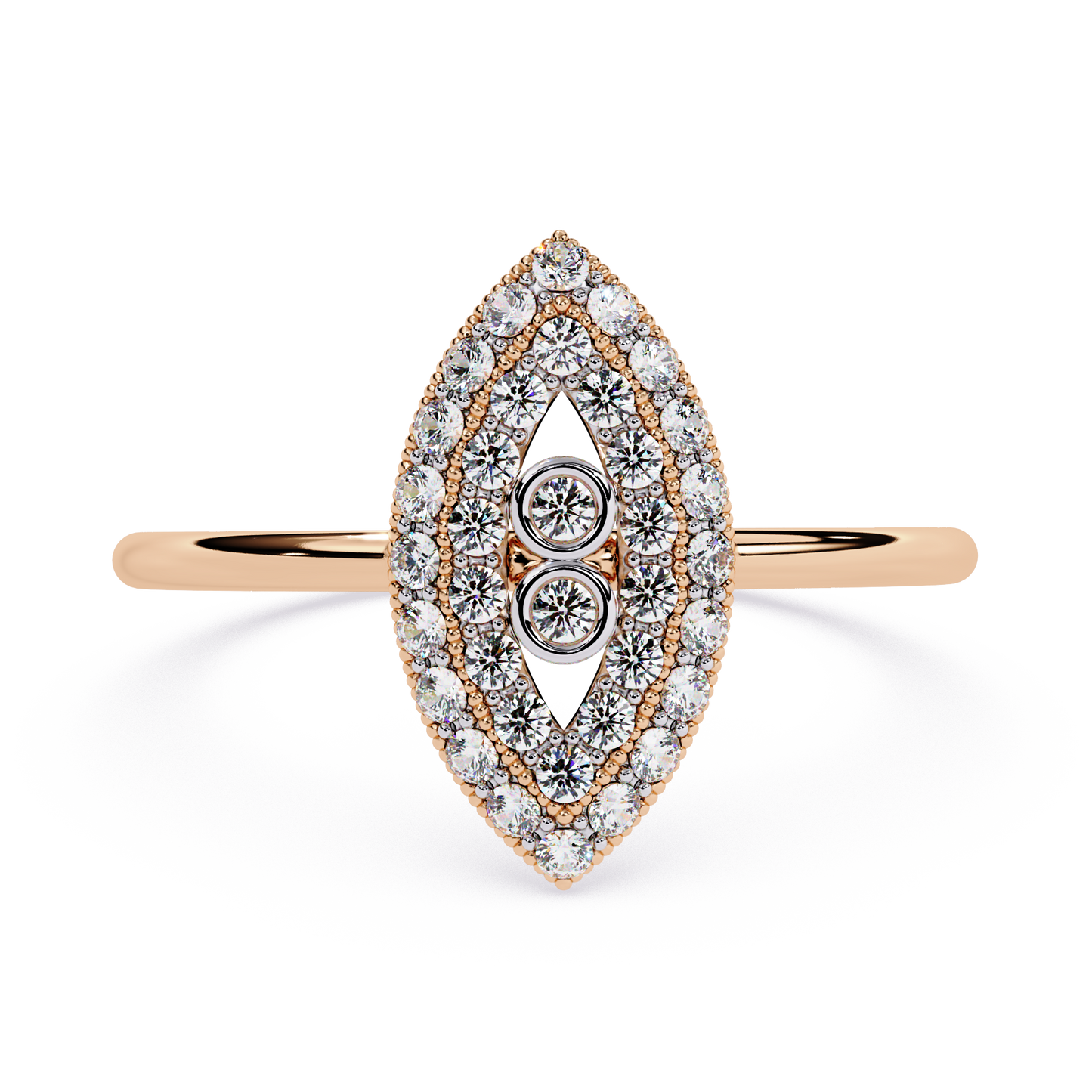 Diamond Marquise Evil Eye Ring – Dainty Ring with Protective Symbol & Round Cut Stones – Lustraa’s Minimalist Ring