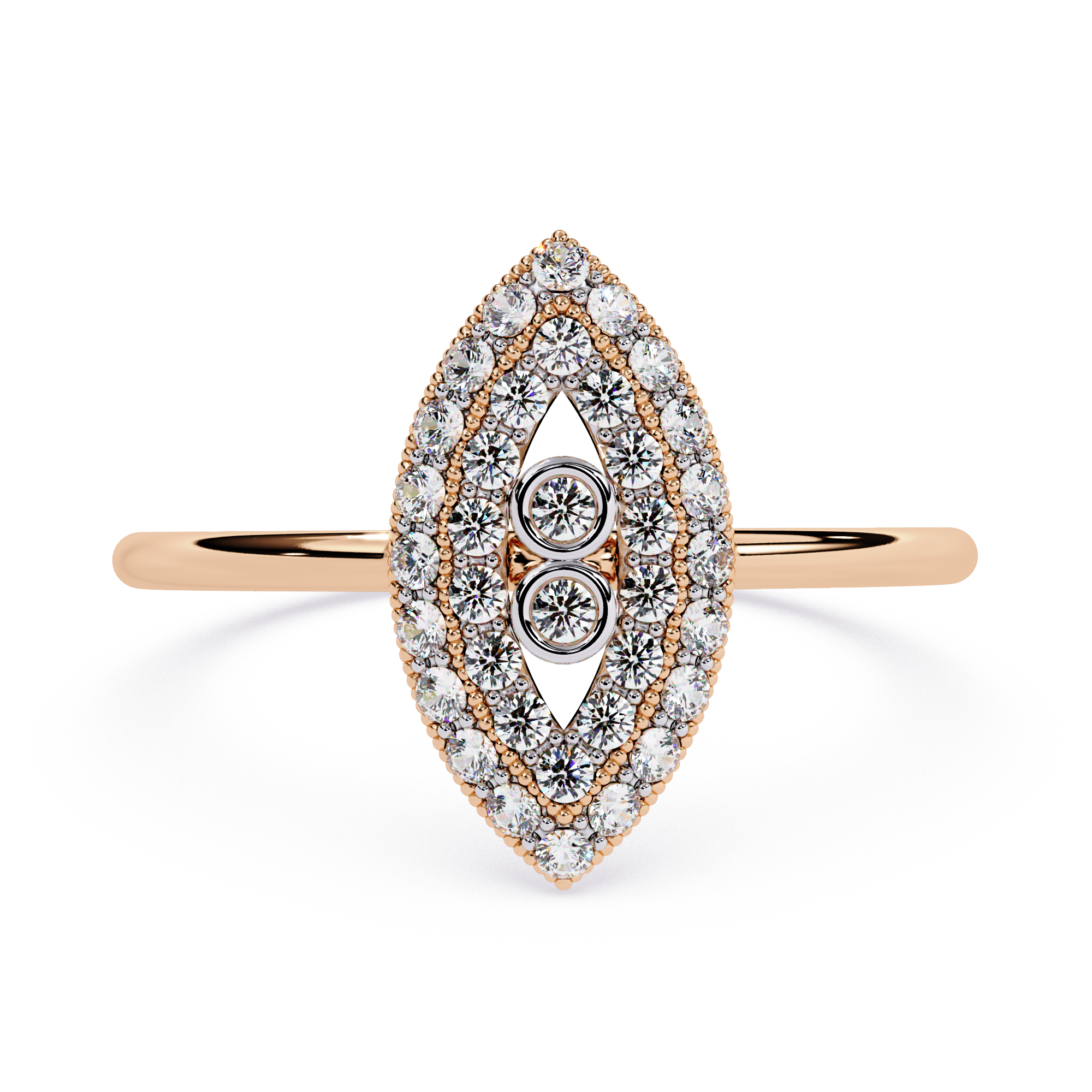 Marquise Inspired Diamond Ring – Evil Eye Dainty Lab Grown Ring with Round Cut Stones – Lustraa’s Minimalist Ring