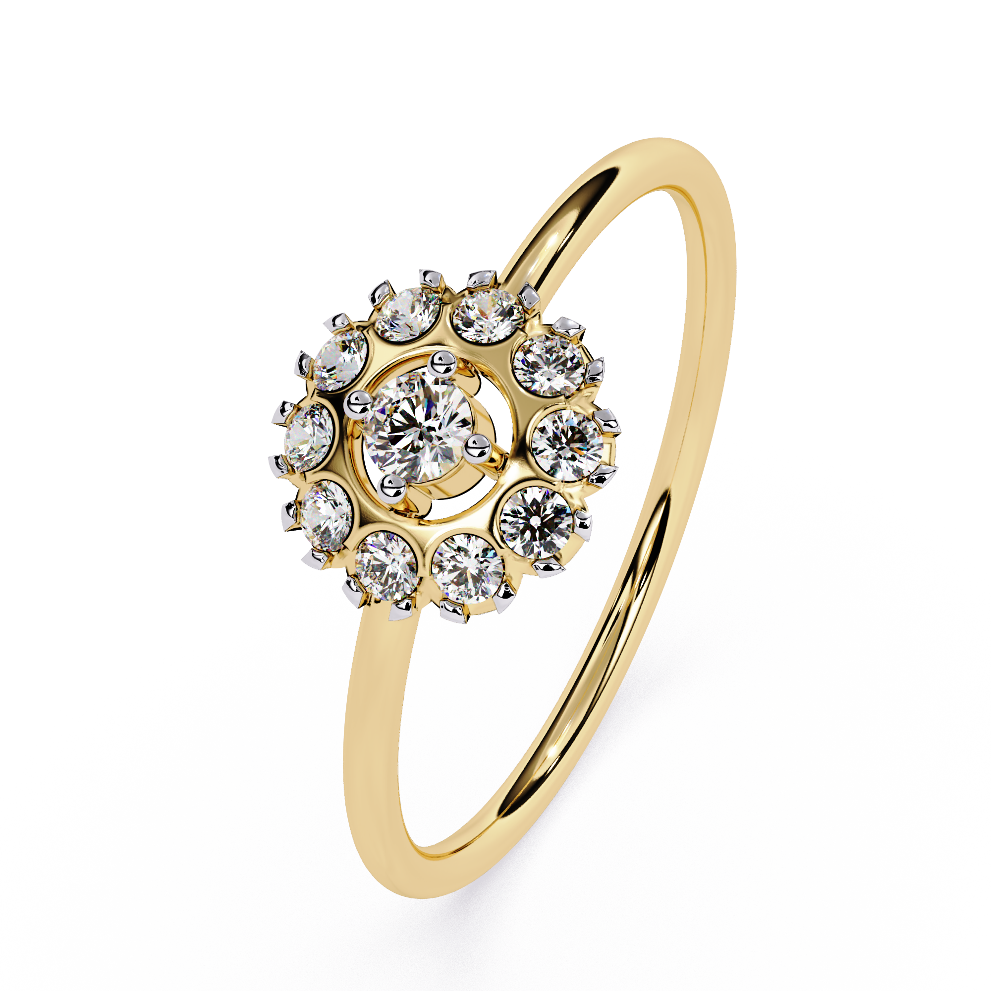 Halo Diamond Ring – Lab Grown Round Cluster Floral Statement Cocktail Engagement Ring- Lustraa’s Floral Rings
