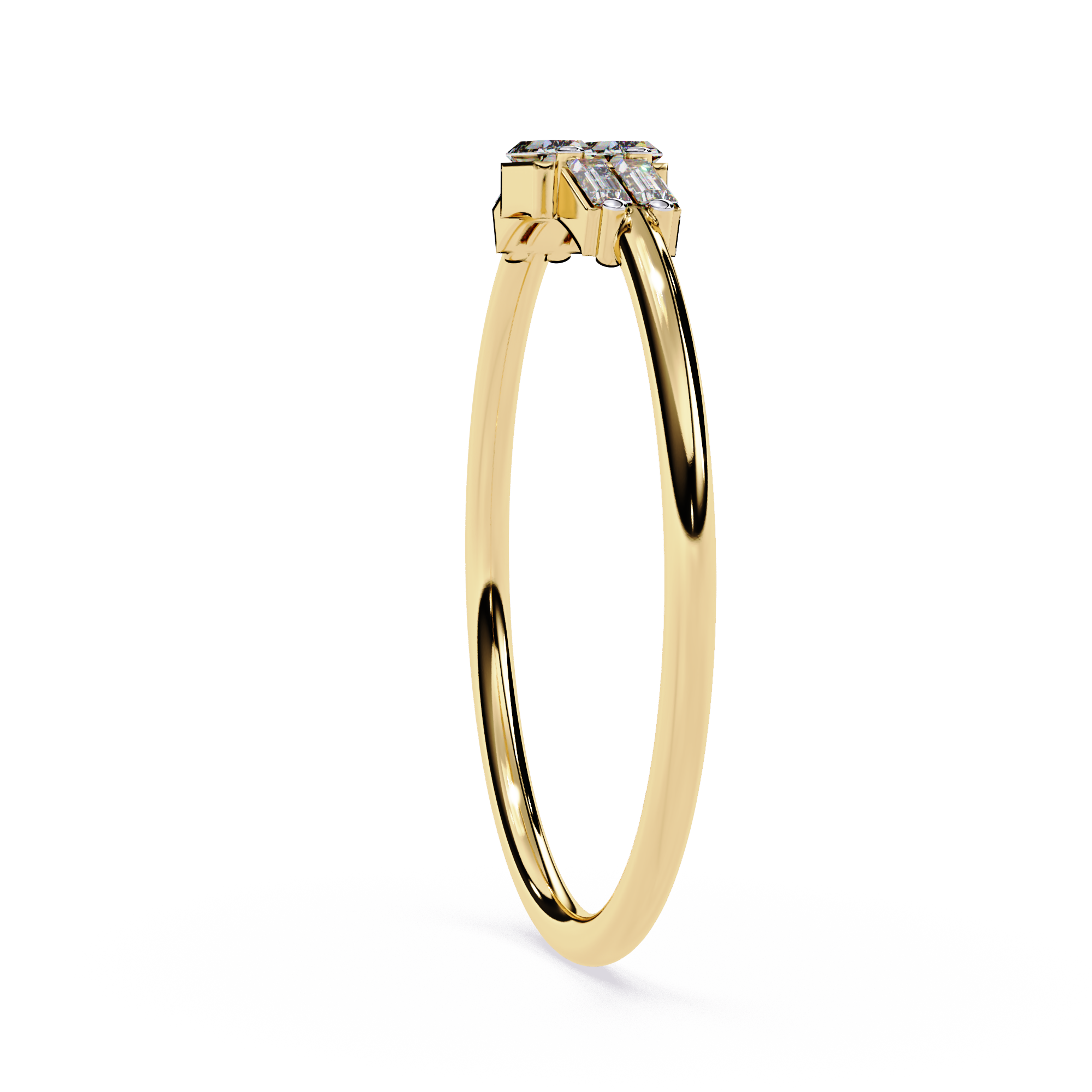 Triple Row Diamond Ring – Lab Grown Baguette Geometric Minimalist Stackable Promise Band - Lustraa’s Stackable Ring
