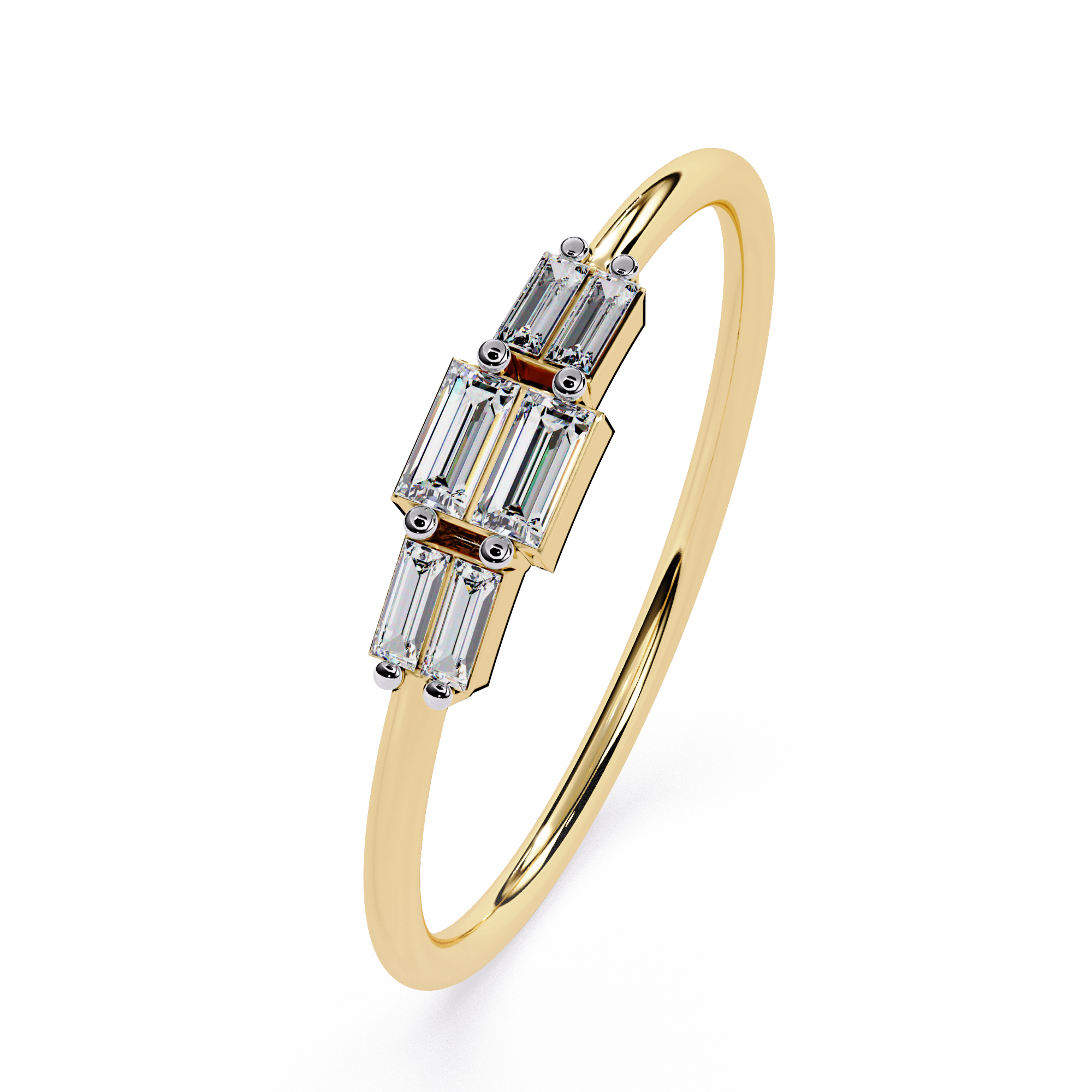 Triple Row Diamond Ring – Lab Grown Baguette Geometric Minimalist Stackable Promise Band - Lustraa’s Stackable Ring