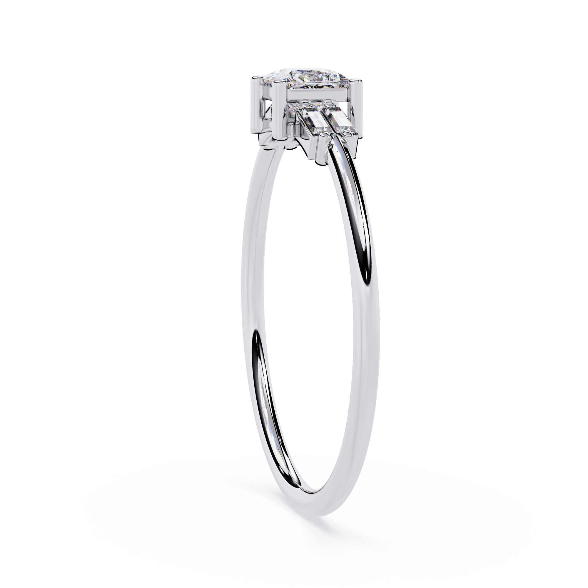 Princess Cut Diamond Ring – Lab Grown Baguette Side Stones Minimalist Engagement Promise Ring – Lustraa’s Minimalist Ring