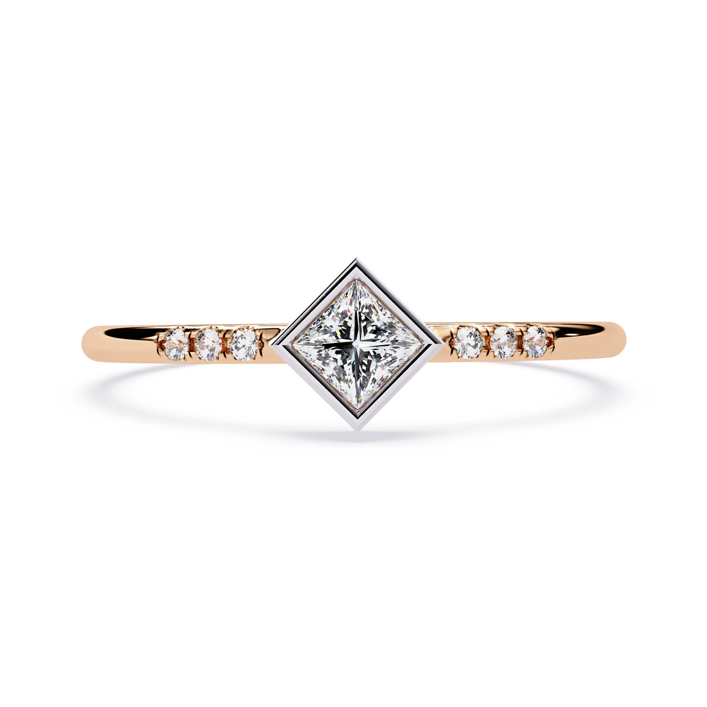 Princess Cut Lab Grown Diamond Ring| Bezel Set Pavé Band Ring | Minimalist Engagement Ring – Lustraa’s Minimalist Ring