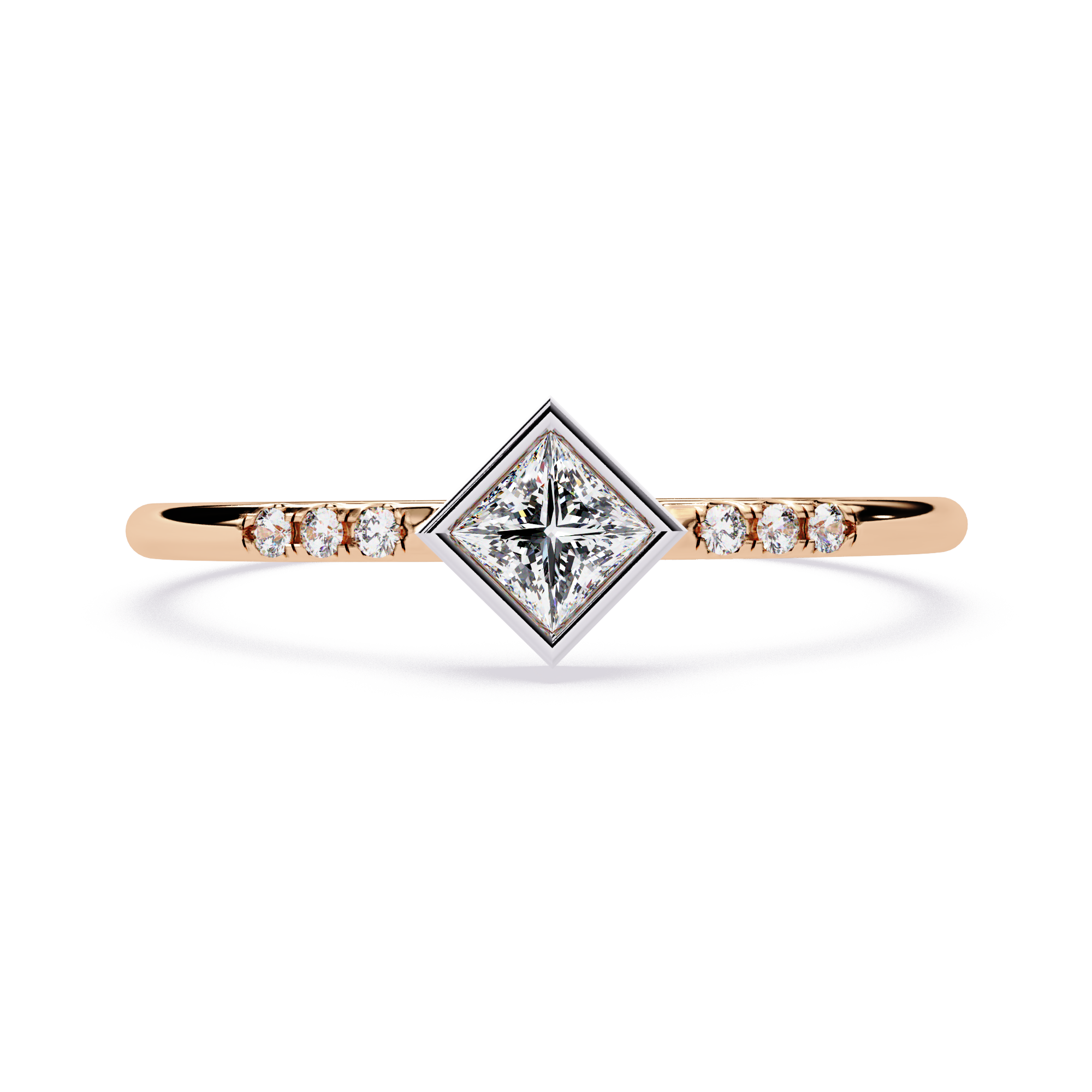 Princess Cut Diamond Ring – Lab Grown Bezel Set Pavé Minimalist Engagement Ring – Lustraa’s Minimalist Ring