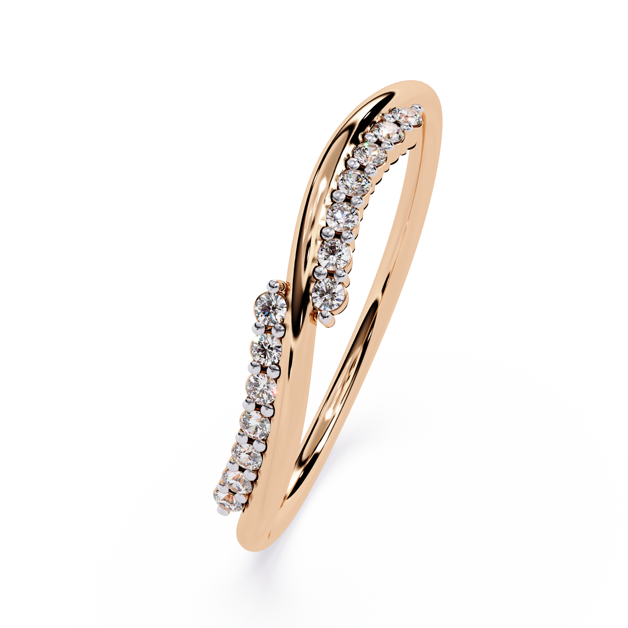 Diamond Ring – Minimalist Curved Statement Dainty Crossover Design for Women – Lustraa’s Minimalist Ring