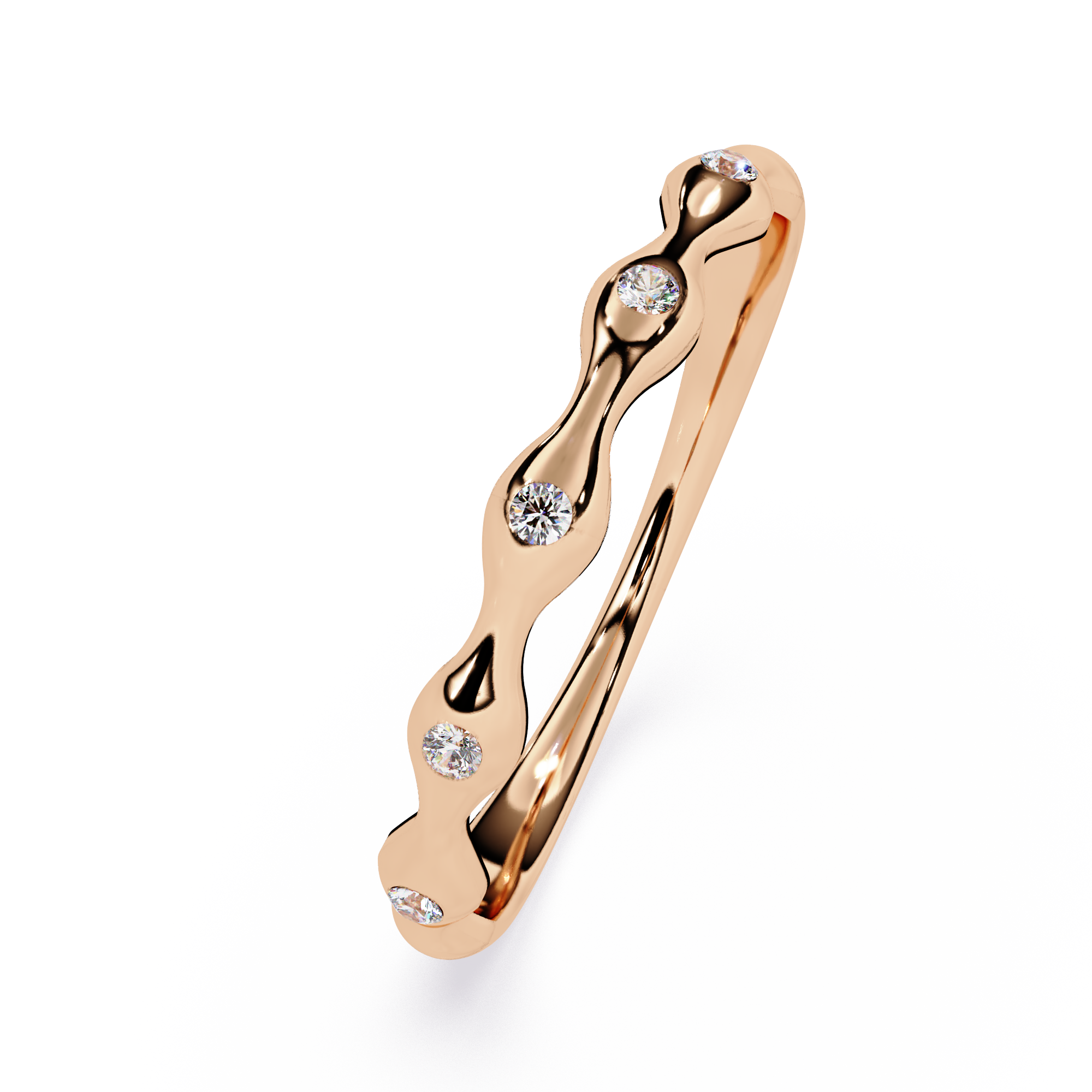 Diamond Ring – Wavy Minimalist Textured Modern Band Promise Ring – Lustraa’s Minimalist Ring