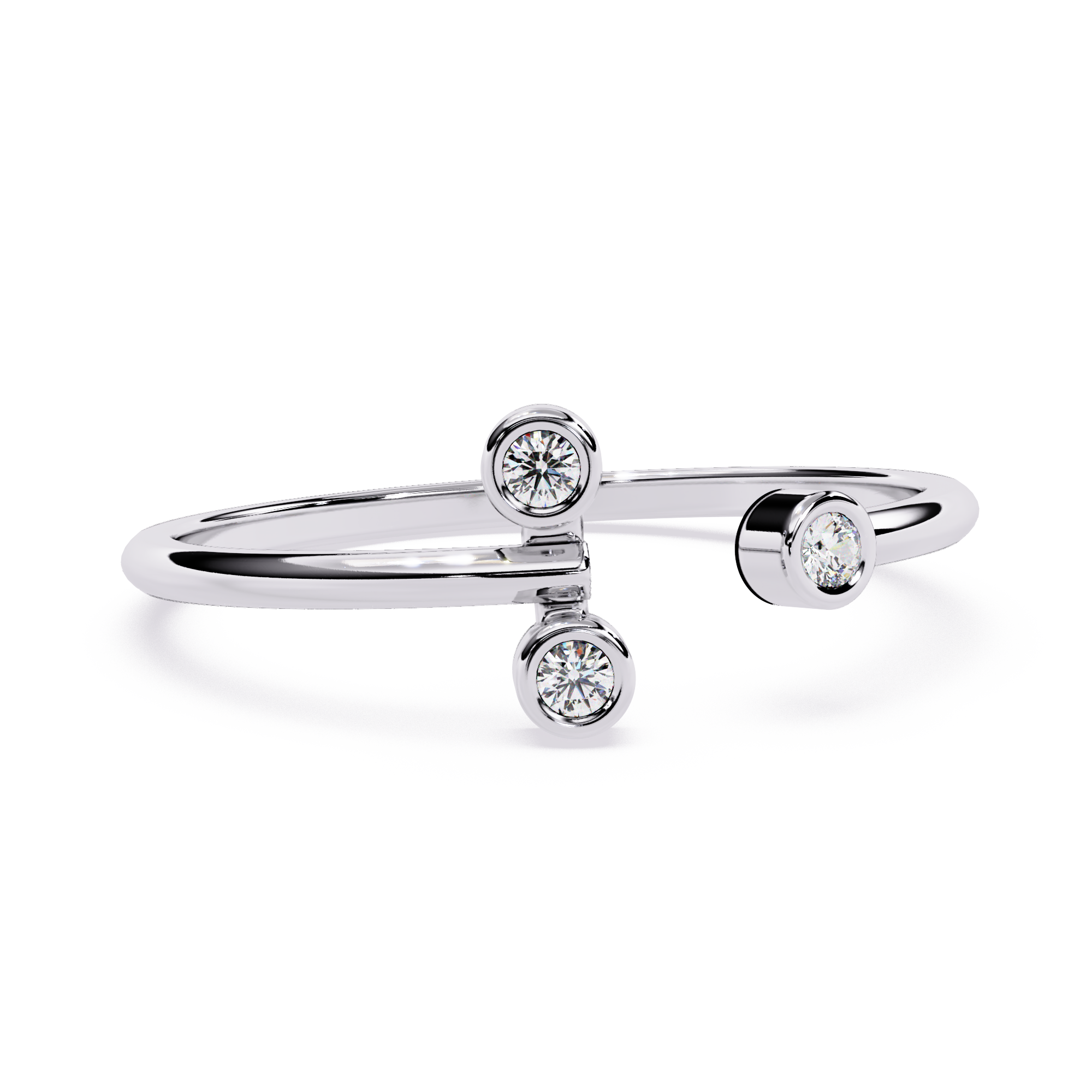 Modern Triple Bezel Diamond Ring– Contemporary Open Style Ring – Open Band Statement Ring - Lustraa’s Open Band Ring