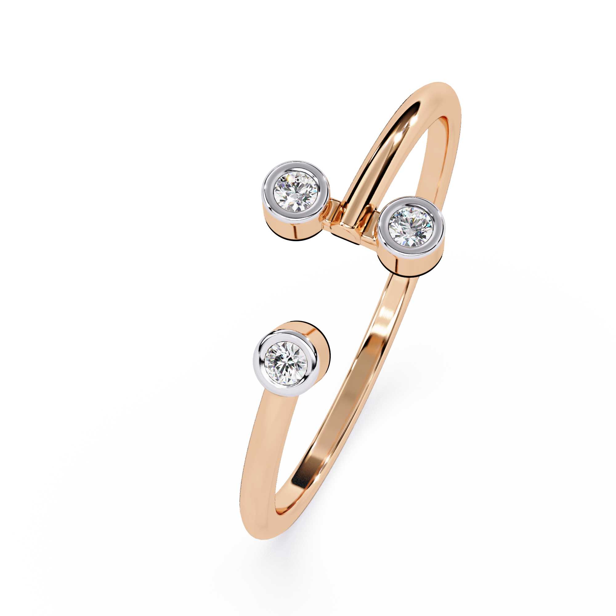 Modern Triple Bezel Diamond Ring– Contemporary Open Style Ring – Open Band Statement Ring - Lustraa’s Open Band Ring