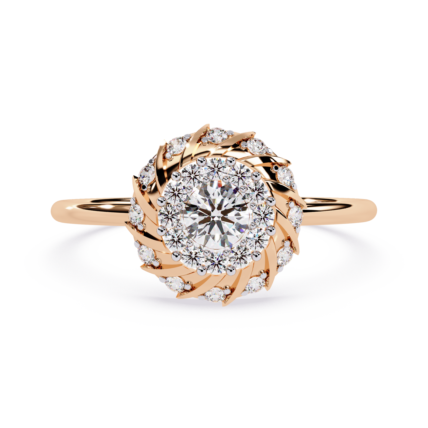 Halo Twist Diamond Ring– Designer Statement Ring- Floral Diamond Engagement Ring -Lustraa’s Floral Ring