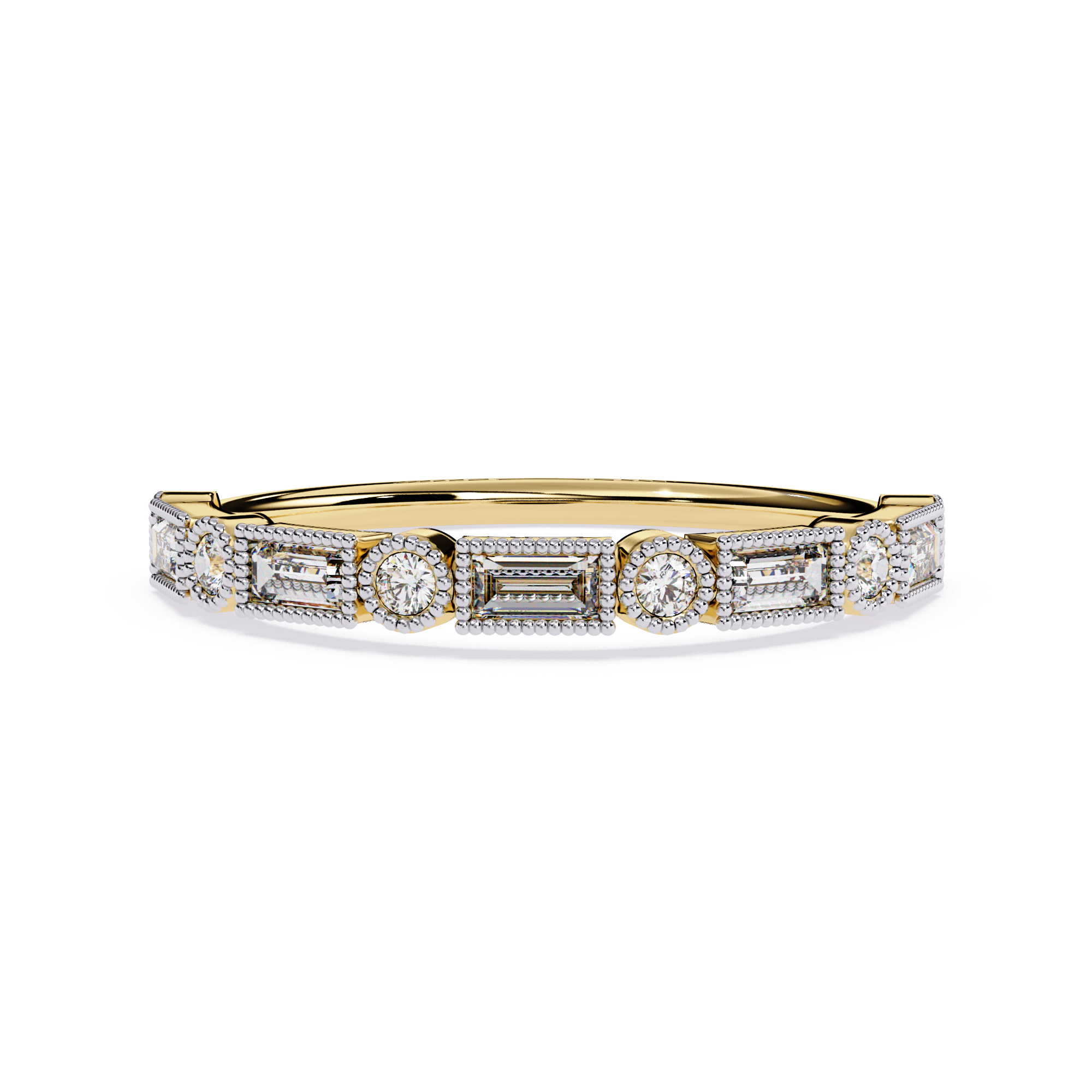 Milgrain Baguette & Round Vintage Inspired Stackable Band – Lustraa’s Milgrain Ring