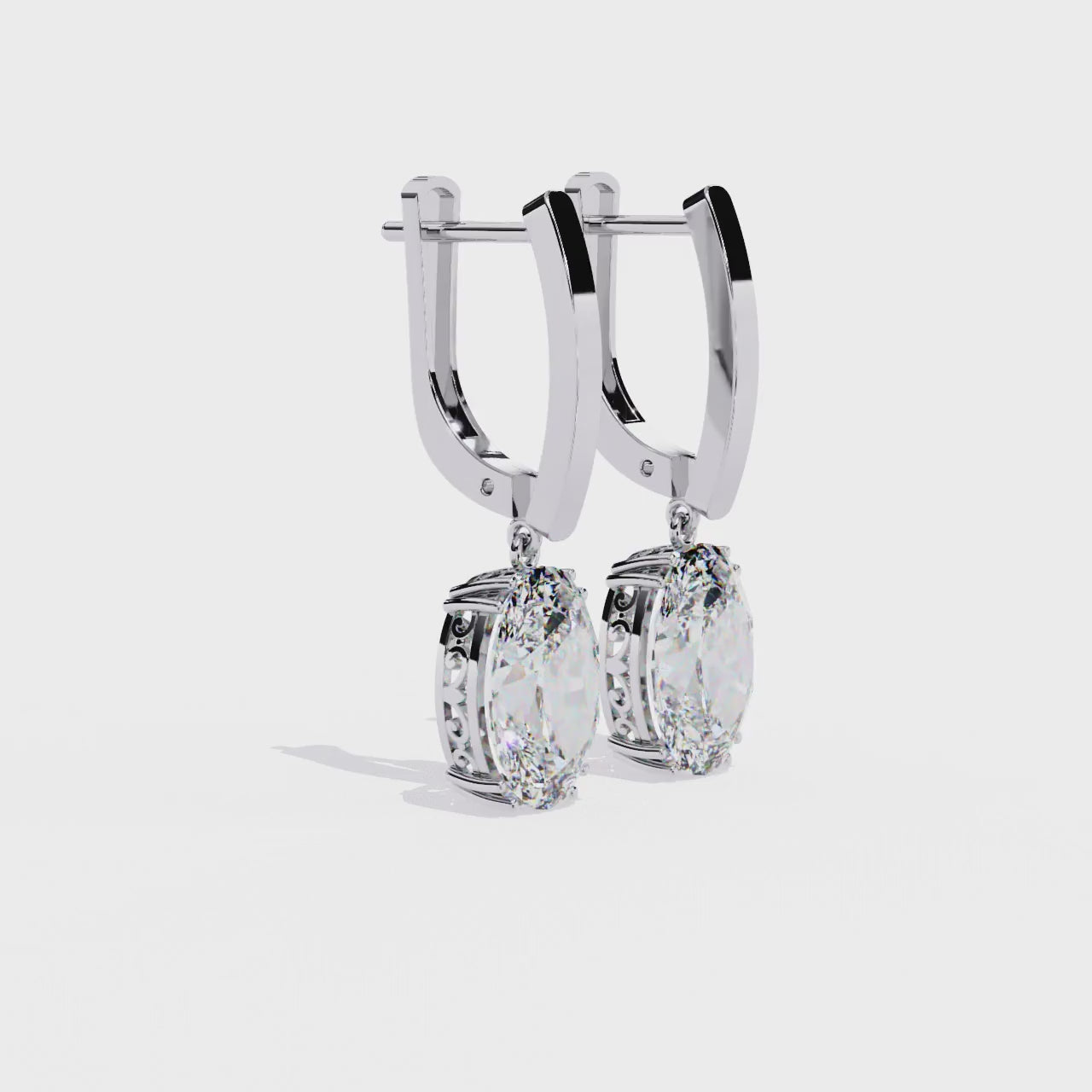 Oval Cut Diamond Drop Earrings – Lab Grown 1.62 Carat Studded Leverback Design –  Lustraa’s Diamond Earrings