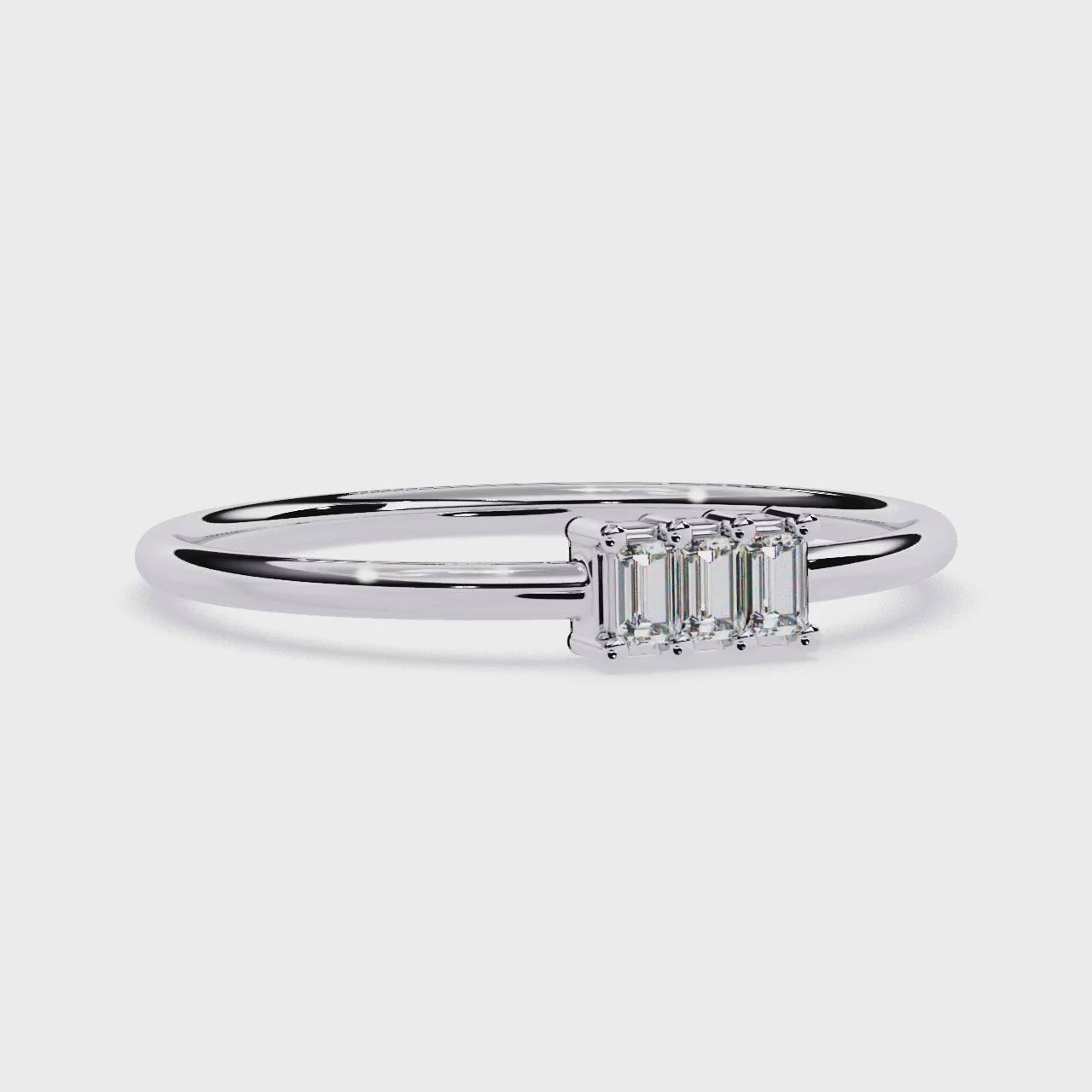 Three Baguette Diamond Minimalist Ring – Elegant Stackable Band -Lustraa’s Stackable Ring