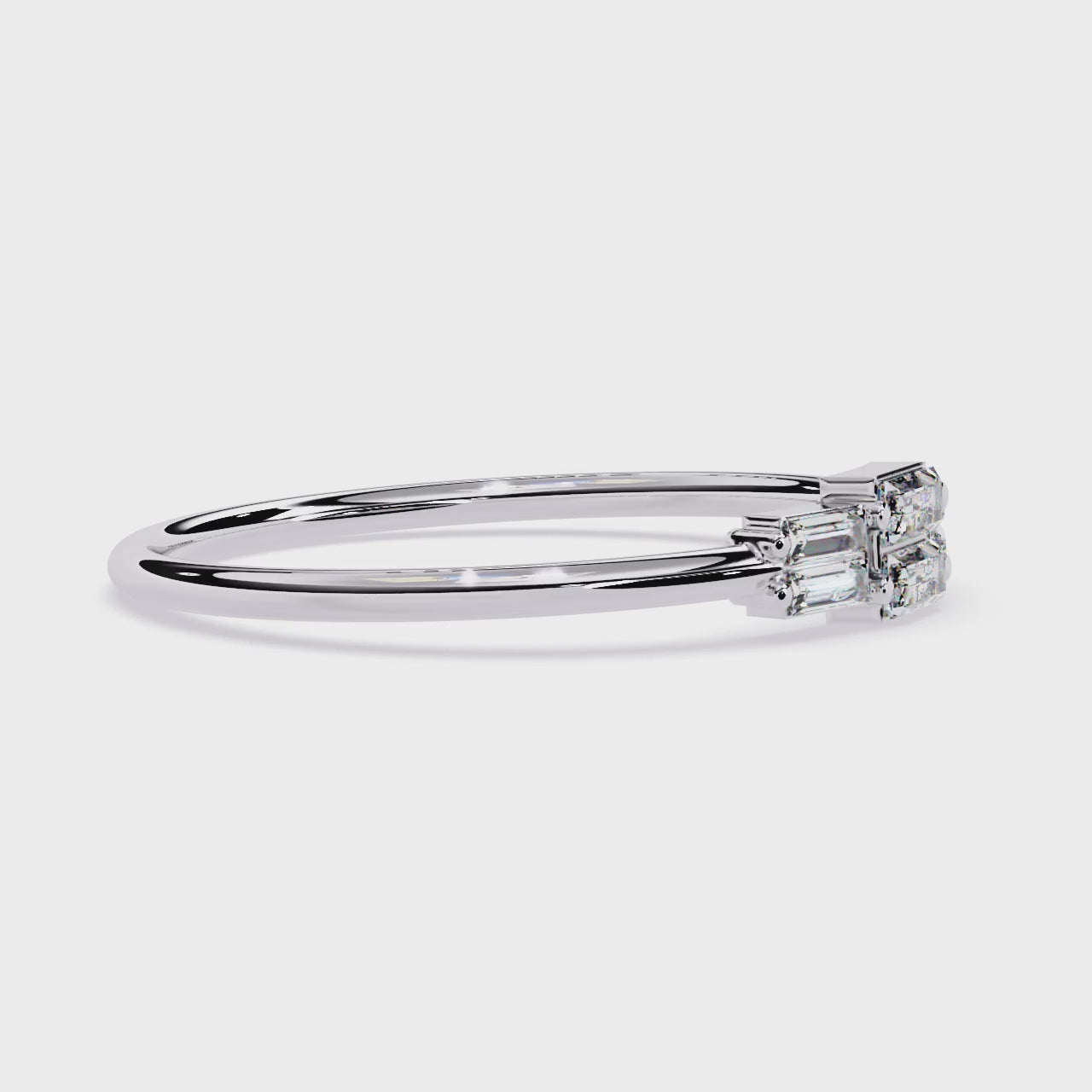 Triple Row Diamond Ring – Lab Grown Baguette Geometric Minimalist Stackable Promise Band - Lustraa’s Stackable Ring