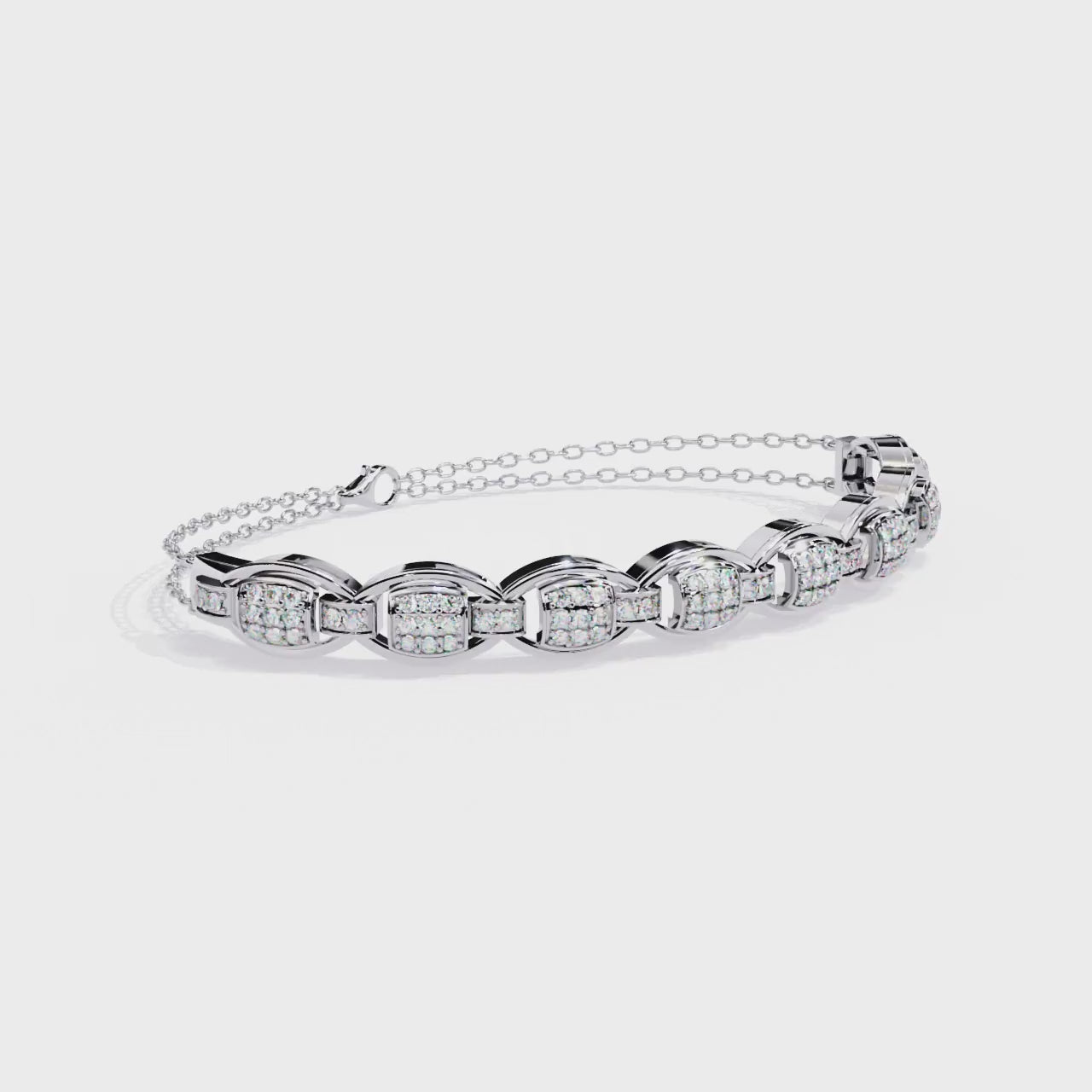 Vintage-Inspired Diamond Bracelet – Chain Linked Lab Created Diamond Bangle – Lustraa’s Diamond Bracelet
