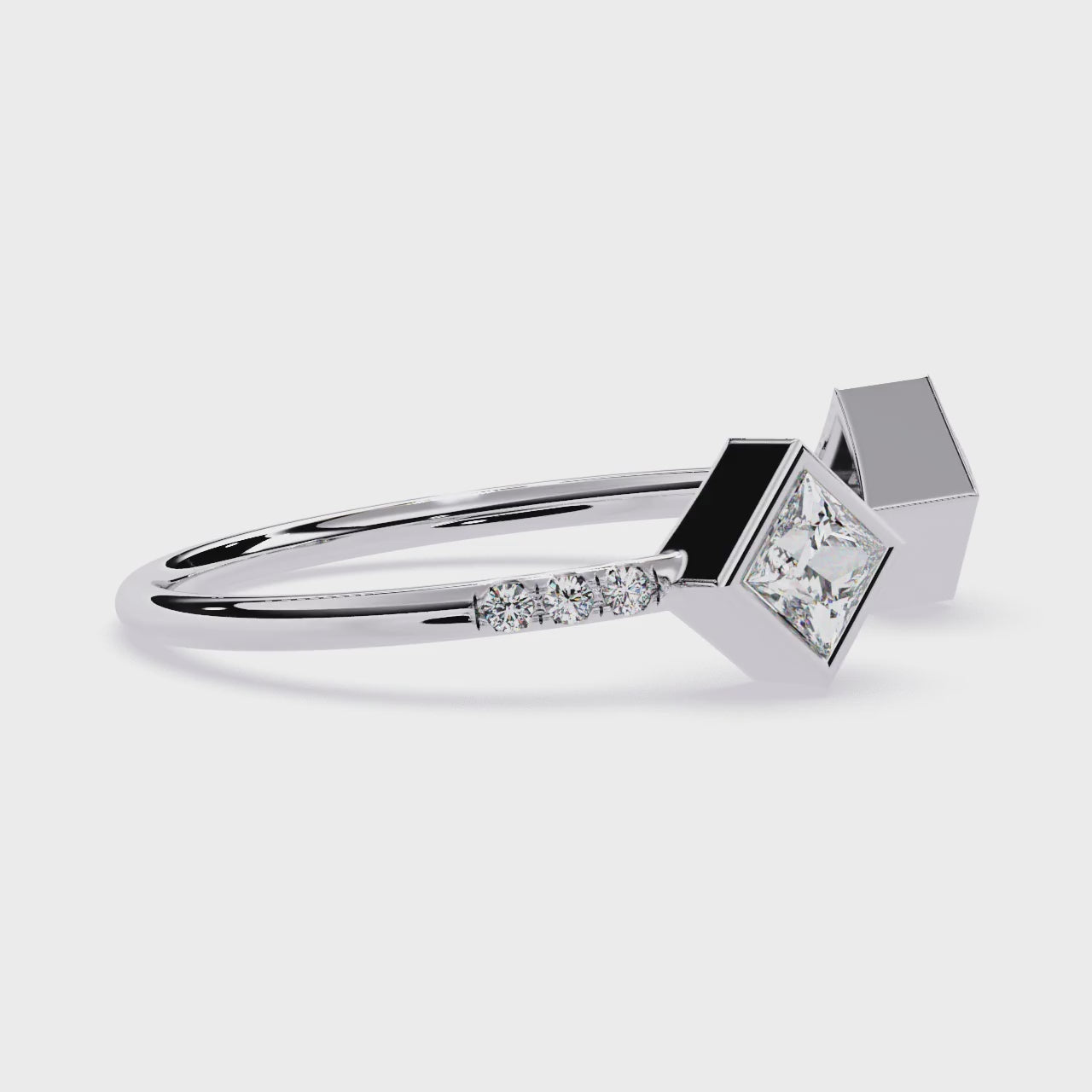 Princess Cut Diamond Ring – Lab Grown Open Adjustable Modern Minimalist Diamond Jewelry- Lustraa’s Open Band Ring