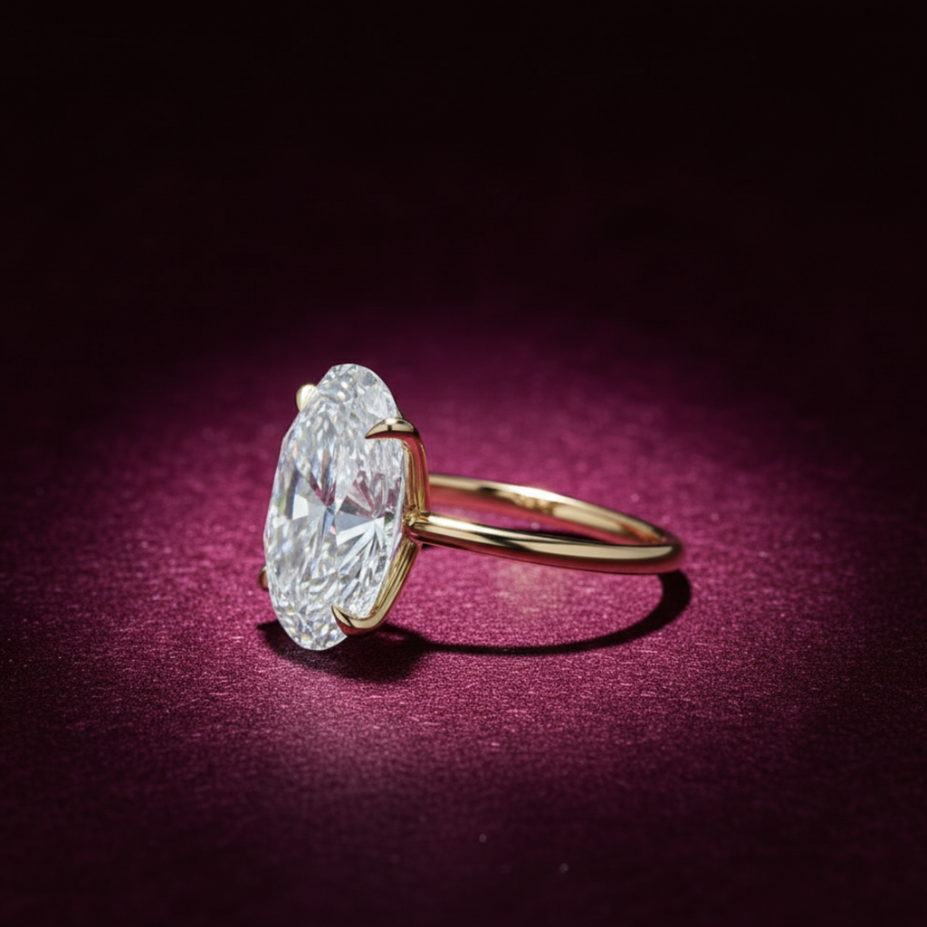 Oval Cut Lab Grown Diamond Solitaire Engagement Ring – Classic Oval Diamond Ring in Gold – Lustraa’s Elegant Oval Solitaire