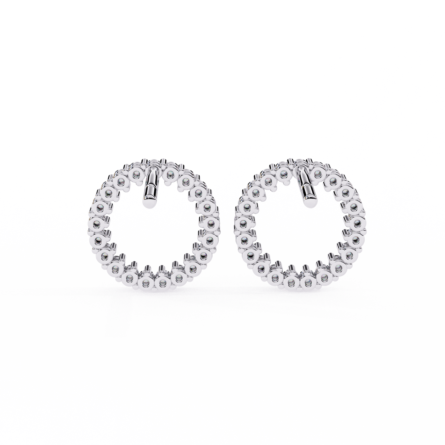 Lab Grown Diamond Studded Circle Earrings | Open Hoop Studs | Minimalist & Sustainable Diamond Jewelry –Lustraa’s Minimalist Earrings