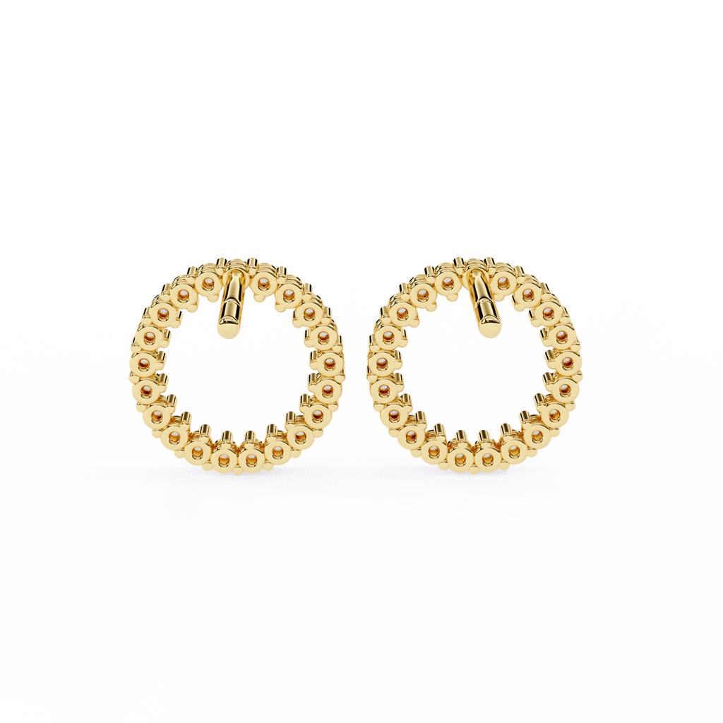 Lab Grown Diamond Studded Circle Earrings – Open Hoop Studs – Minimalist & Sustainable Diamond Jewelry –Lustraa’s Minimalist Earrings