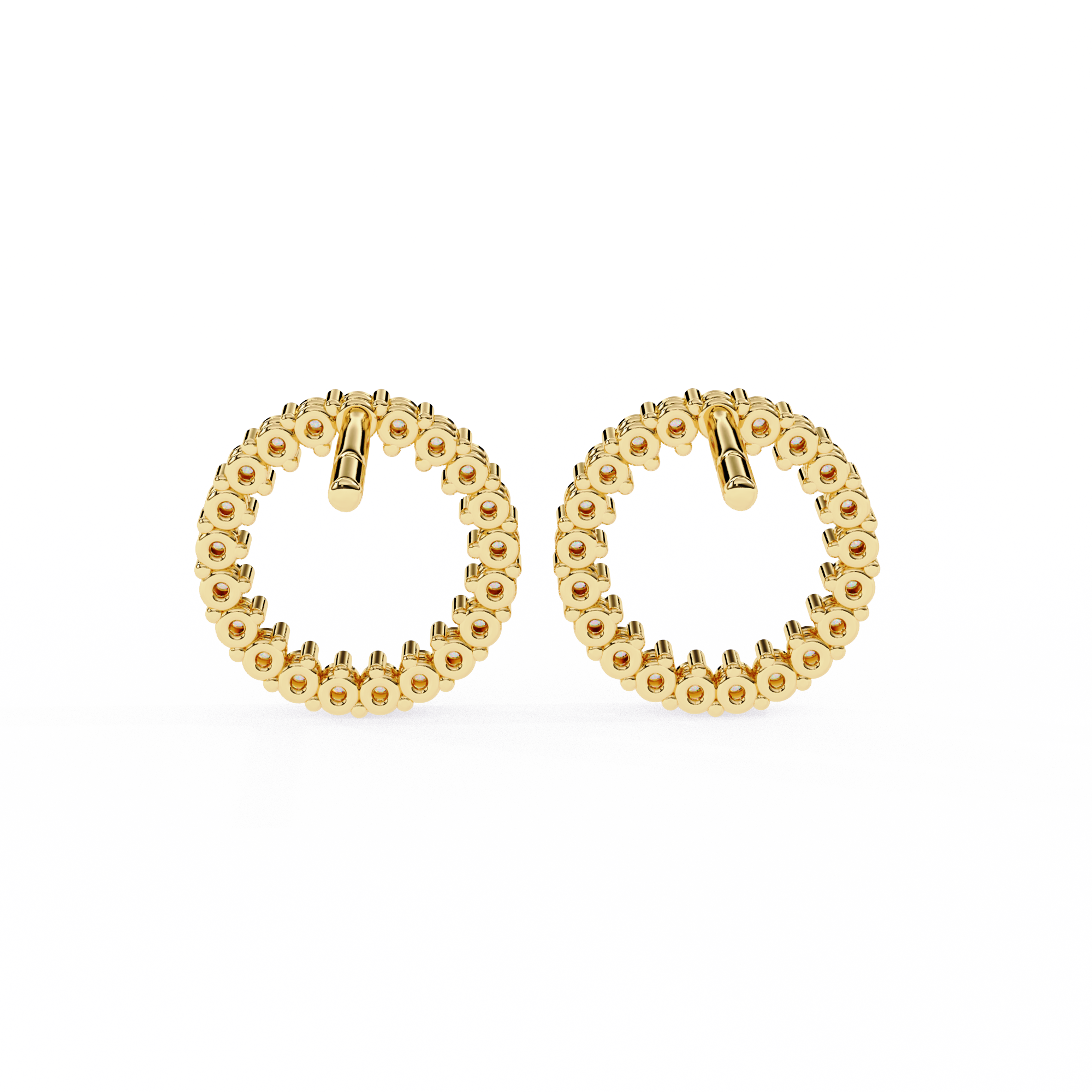 Lab Grown Diamond Studded Circle Earrings – Open Hoop Studs – Minimalist & Sustainable Diamond Jewelry –Lustraa’s Minimalist Earrings