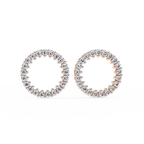 Lab Grown Diamond Studded Circle Earrings – Open Hoop Studs – Minimalist & Sustainable Diamond Jewelry –Lustraa’s Minimalist Earrings