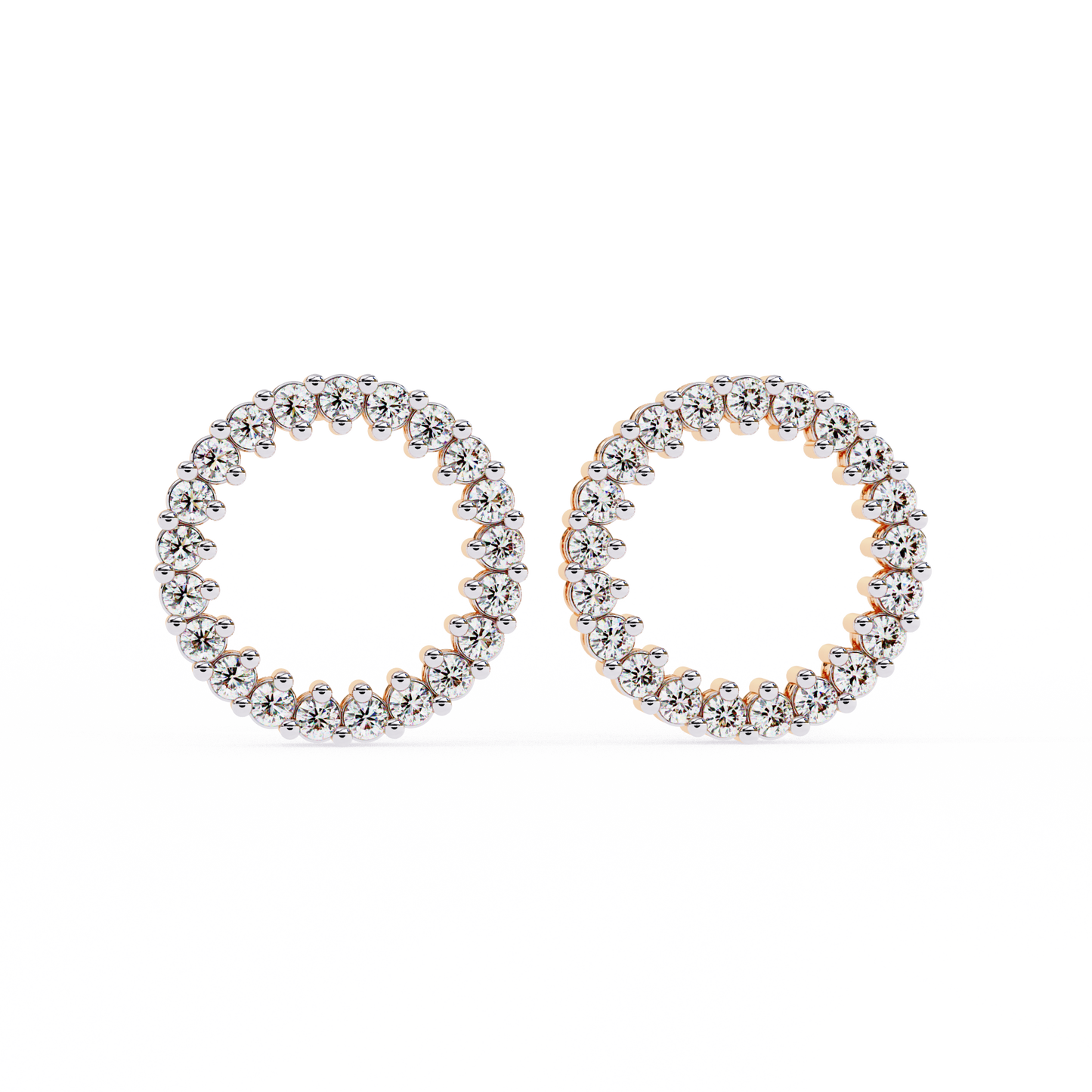 Lab Grown Diamond Studded Circle Earrings | Open Hoop Studs | Minimalist & Sustainable Diamond Jewelry –Lustraa’s Minimalist Earrings
