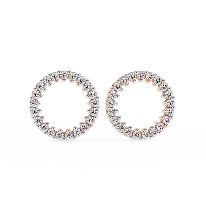 Lab Grown Diamond Studded Circle Earrings | Open Hoop Studs | Minimalist & Sustainable Diamond Jewelry –Lustraa’s Minimalist Earrings