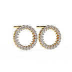 Lab Grown Diamond Studded Circle Earrings – Open Hoop Studs – Minimalist & Sustainable Diamond Jewelry –Lustraa’s Minimalist Earrings