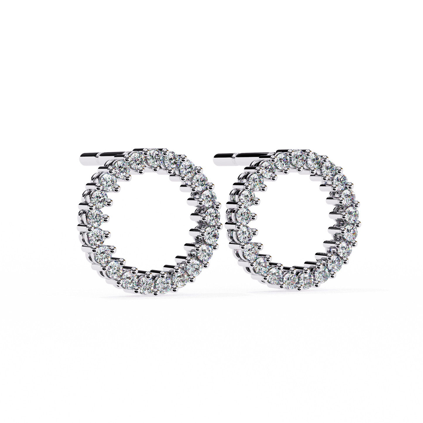 Lab Grown Diamond Studded Circle Earrings | Open Hoop Studs | Minimalist & Sustainable Diamond Jewelry –Lustraa’s Minimalist Earrings