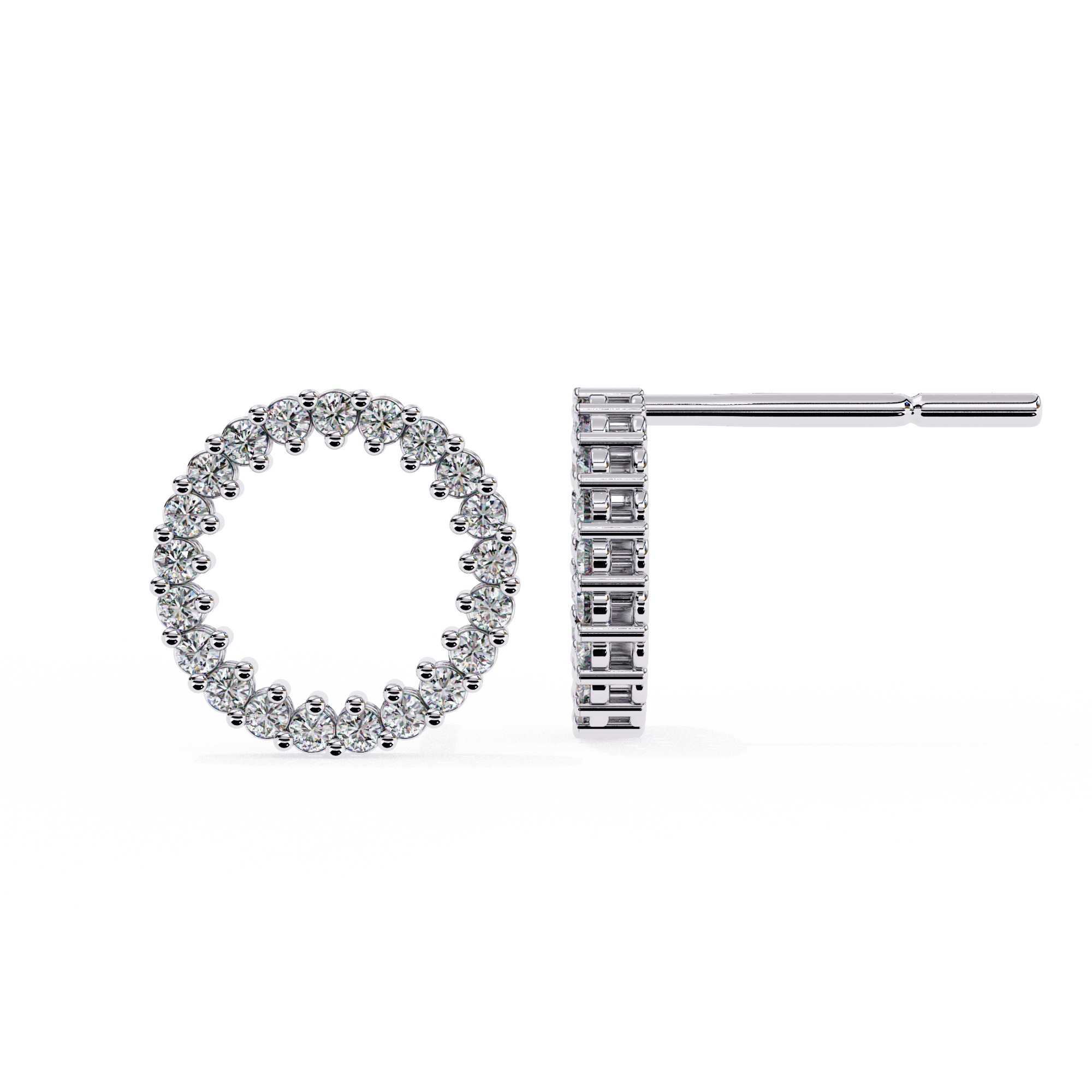 Lab Grown Diamond Studded Circle Earrings – Open Hoop Studs – Minimalist & Sustainable Diamond Jewelry –Lustraa’s Minimalist Earrings