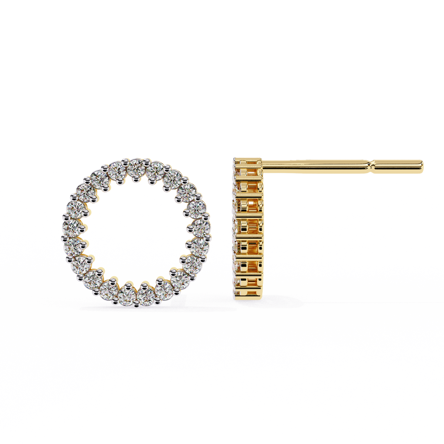 Lab Grown Diamond Studded Circle Earrings | Open Hoop Studs | Minimalist & Sustainable Diamond Jewelry –Lustraa’s Minimalist Earrings