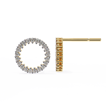 Lab Grown Diamond Studded Circle Earrings | Open Hoop Studs | Minimalist & Sustainable Diamond Jewelry –Lustraa’s Minimalist Earrings