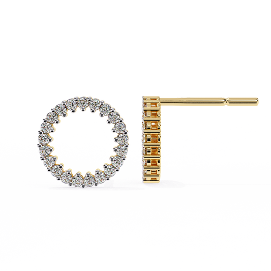 Lab Grown Diamond Studded Circle Earrings | Open Hoop Studs | Minimalist & Sustainable Diamond Jewelry –Lustraa’s Minimalist Earrings