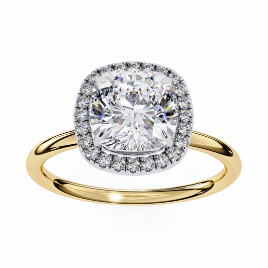 1.78 Carat Cushion Cut Lab Grown Diamond Halo Ring – Lustraa’s Classic Cushion Halo Engagement Ring
