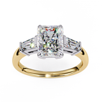 Radiant Cut Lab Grown Diamond Engagement Ring – 2.47 CT Three Stone Bridal Ring with Baguette Side Diamonds -Lustraa’s Three Stone Ring