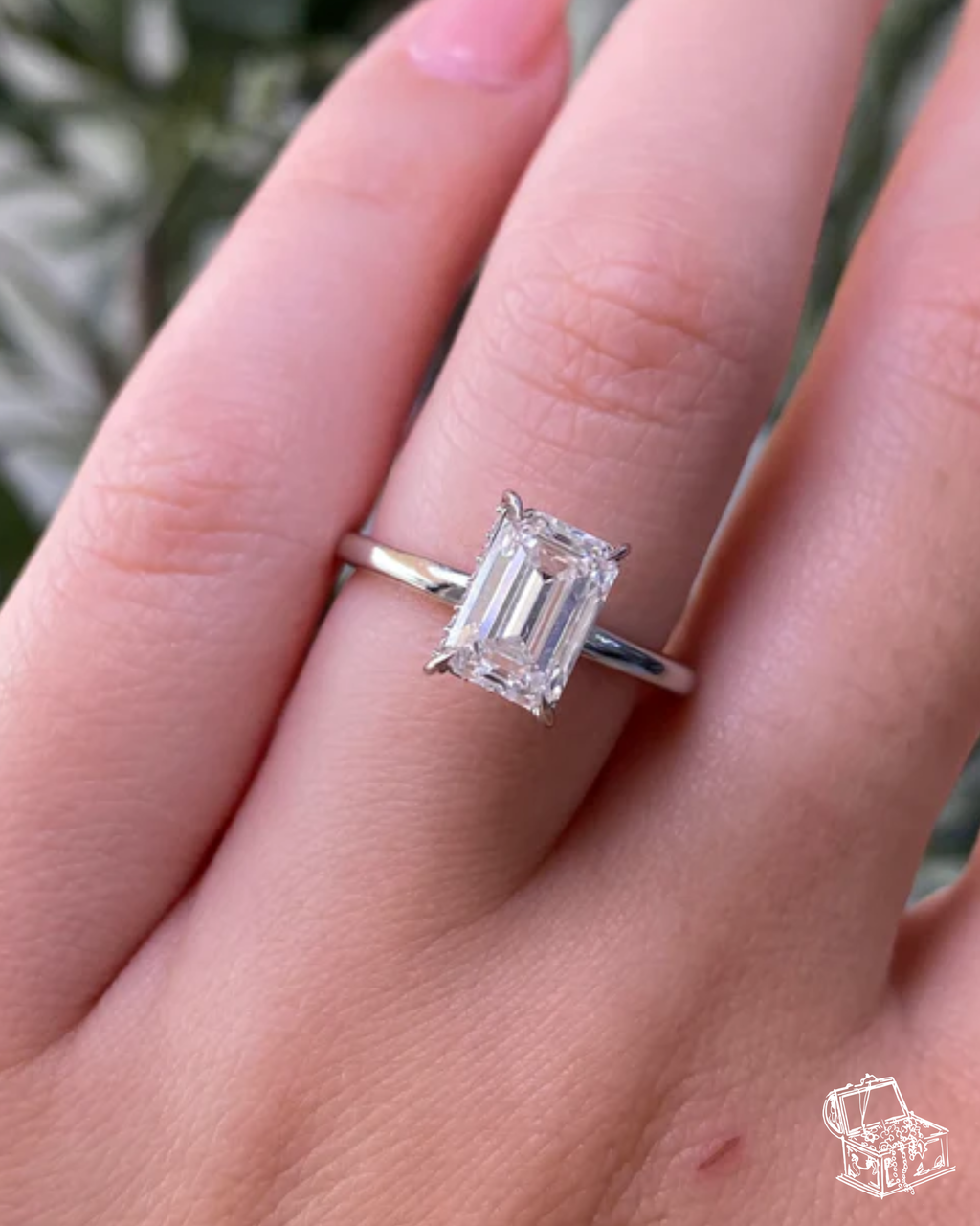 Emerald Cut Solitaire Engagement Ring – 2.56 Ct Lab Grown Diamond with Hidden Halo – Classic Emerald Diamond Ring– Lustraa’s Solitaire Ring