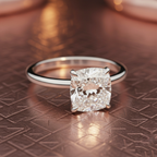 Cushion Cut Lab Grown Diamond Solitaire Engagement Ring –  Classic Cushion Diamond Ring in Elegant Band – Lustraa’s Solitaire Ring