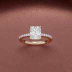 Radiant Cut Lab Grown Diamond Solitaire Engagement Ring with Round Side Diamonds – Elegant Bridal Ring – Lustraa’s Solitaire Ring