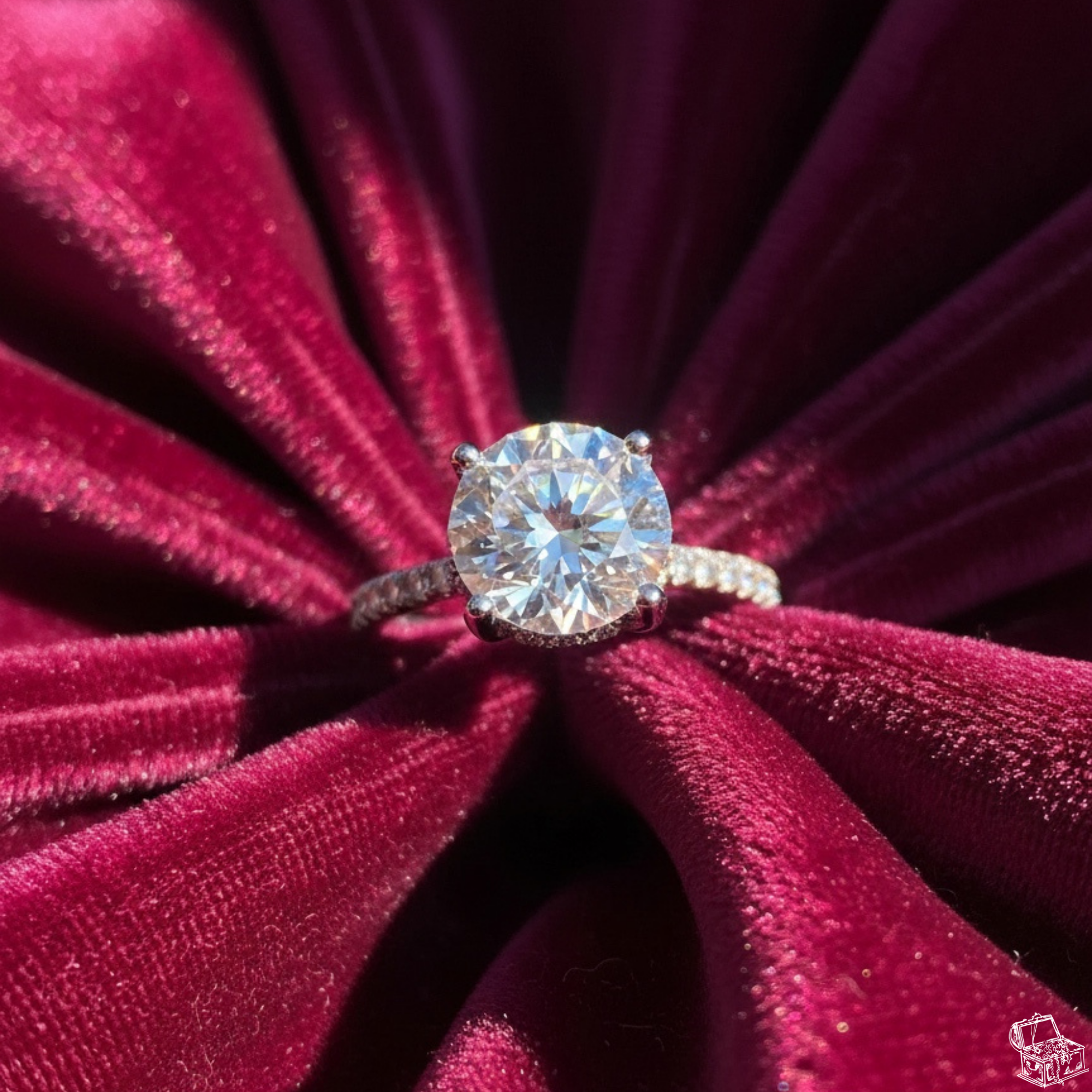 Round Cut Lab Grown Diamond Engagement Ring with Hidden Halo & Round Side Accents – Timeless Solitaire Bridal Ring– Lustraa’s Solitaire Ring