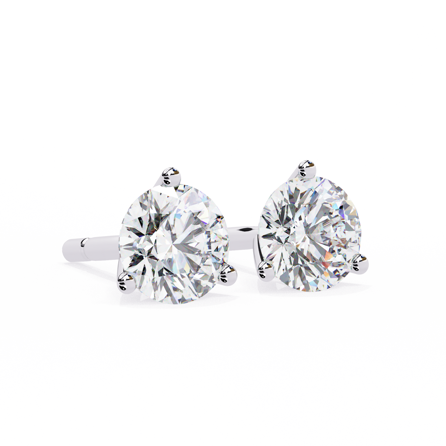 2.57 Carat Lab Grown Diamond Stud Earrings – Round Brilliant Cut – 3-Prong Setting –Lustraa’s Diamond Earrings