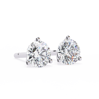 2.57 Carat Lab Grown Diamond Stud Earrings – Round Brilliant Cut – 3-Prong Setting –Lustraa’s Diamond Earrings