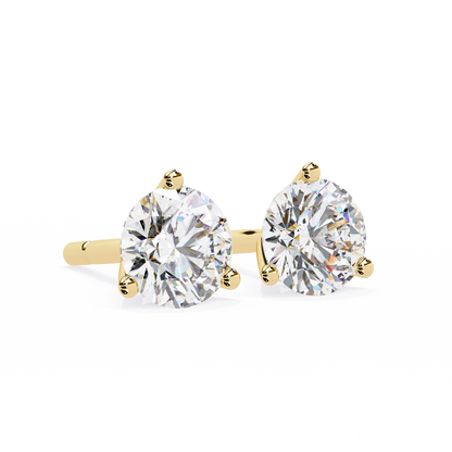 2.57 Carat Lab Grown Diamond Stud Earrings – Round Brilliant Cut – 3-Prong Setting –Lustraa’s Diamond Earrings